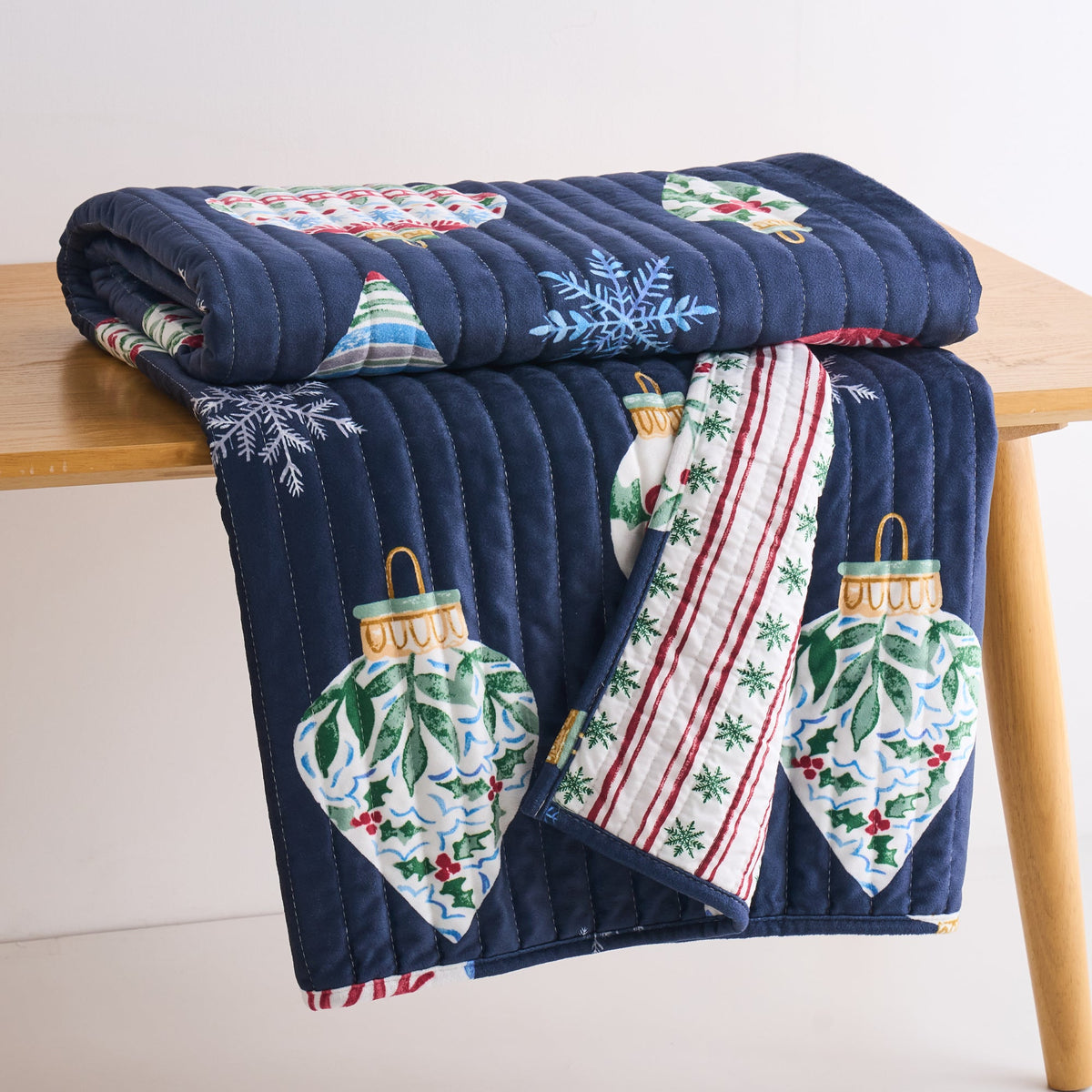 Bauble Christmas Quilted Throw