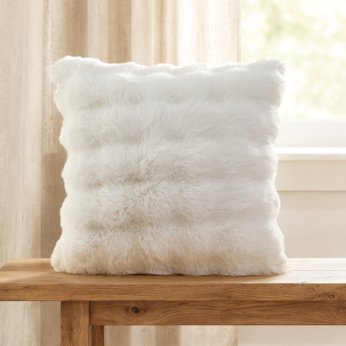 Bubble Faux Fur Cream Pillow