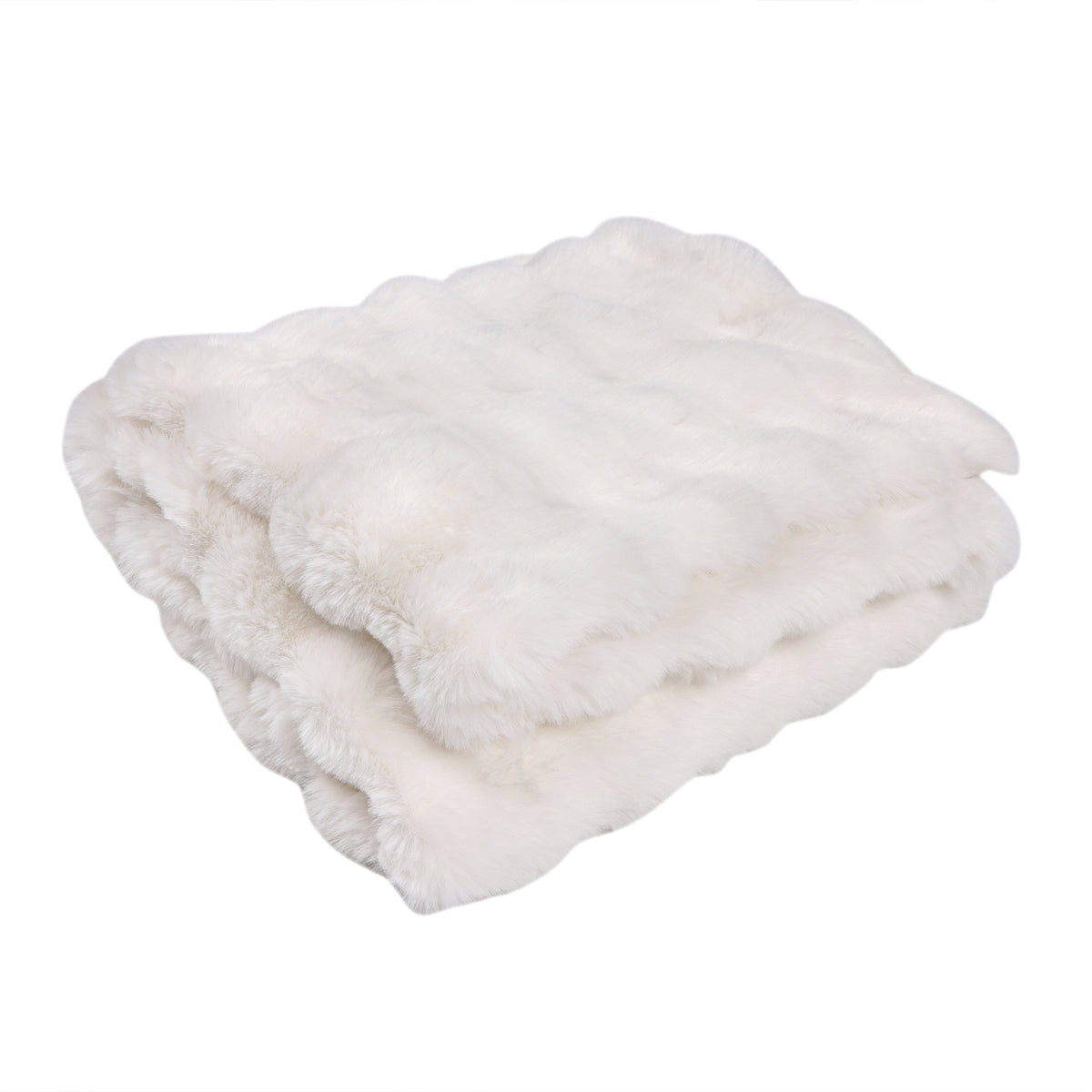 Bubble Faux Fur Cream Throw Blanket