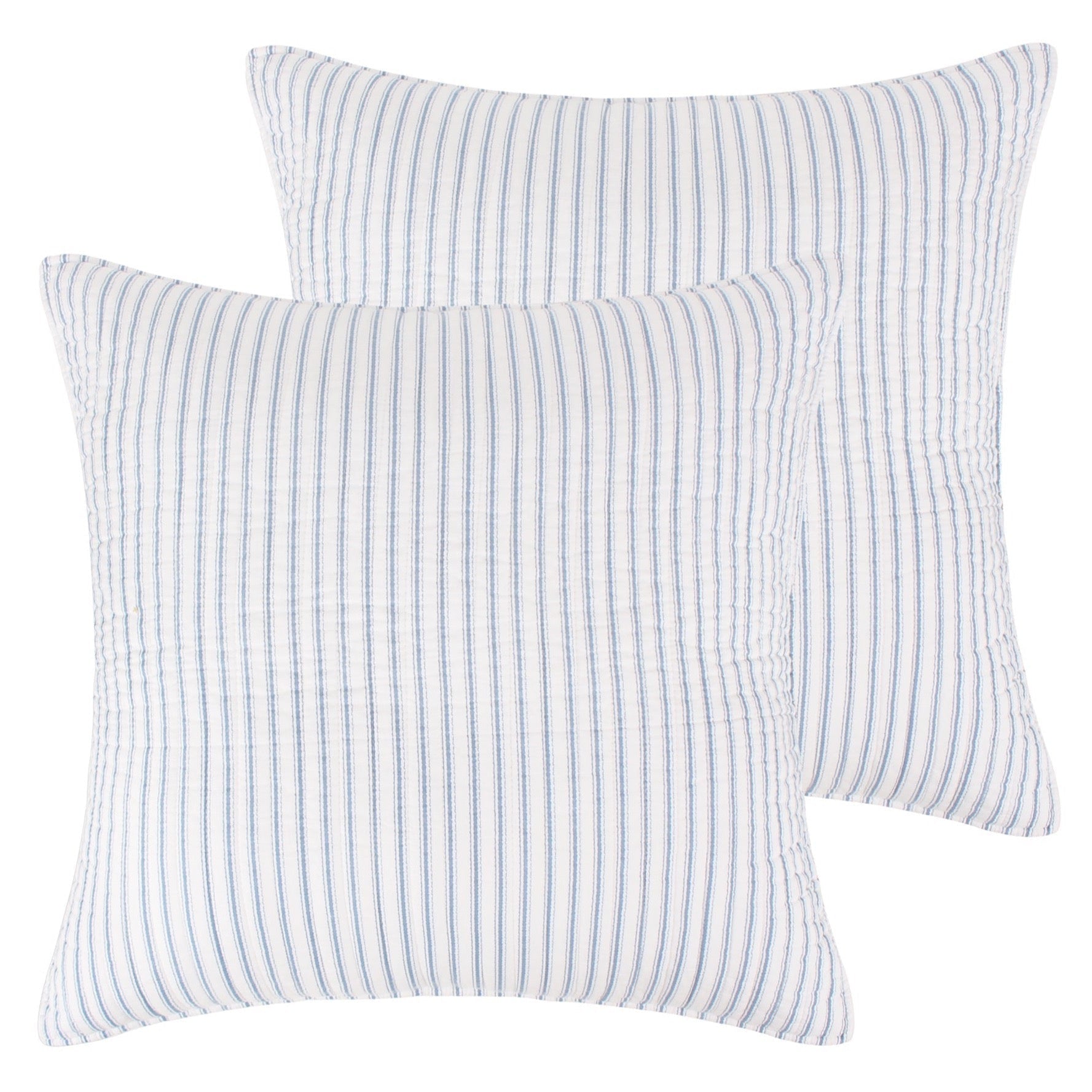 Tobago Stripe Blue Quilt Bundle: Quilt Set + Euro Sham Set of 2 + 2 Decorative Pillows + Throw