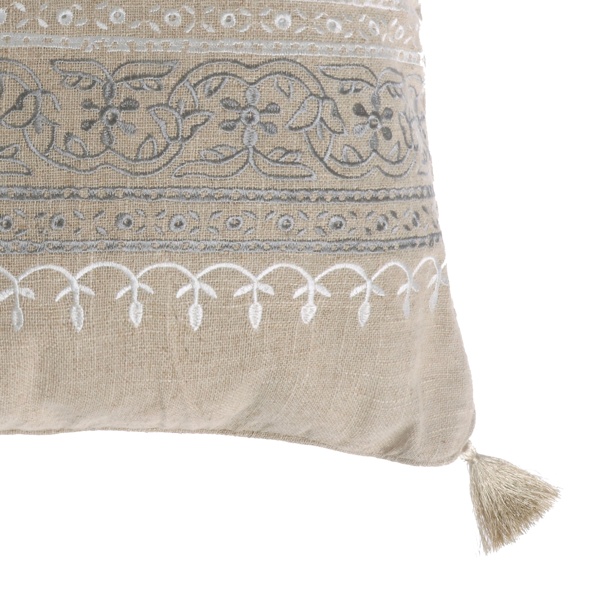 Trevino Embroidered Burlap Pillow