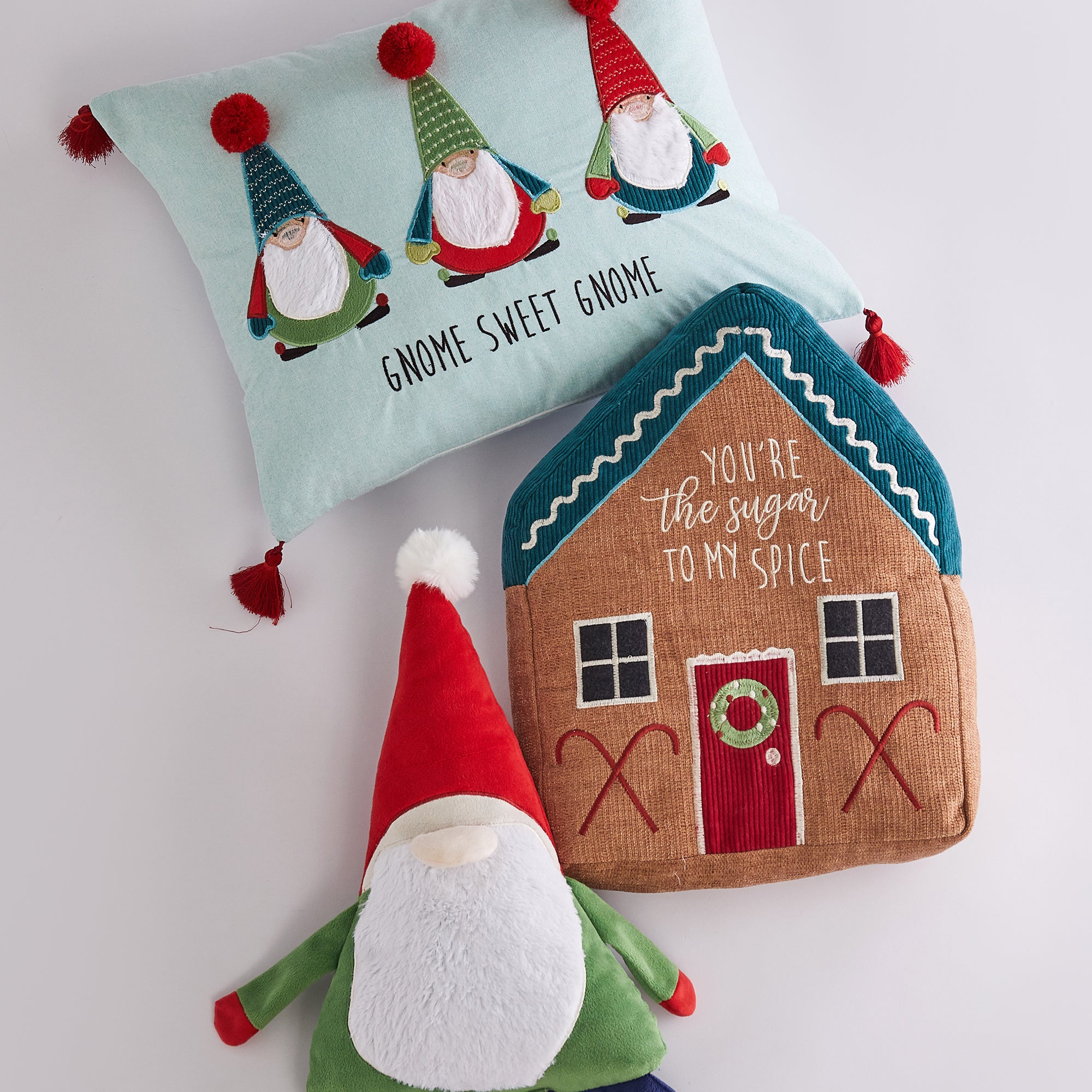 Merry & Bright Gnome for the Holidays Shaped Pillow