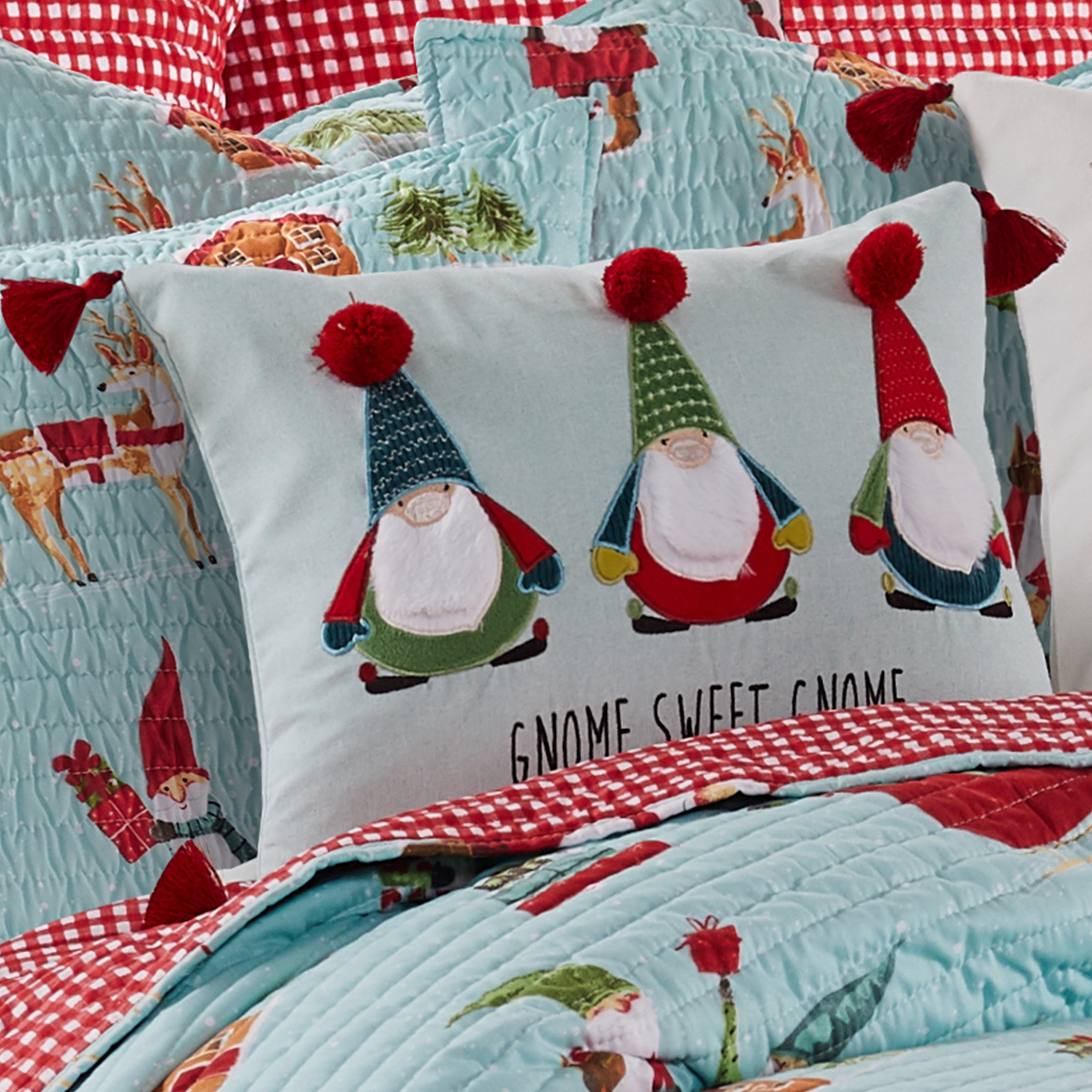 Merry & Bright Gnome for the Holidays Gnome Sweet Gnome Pillow