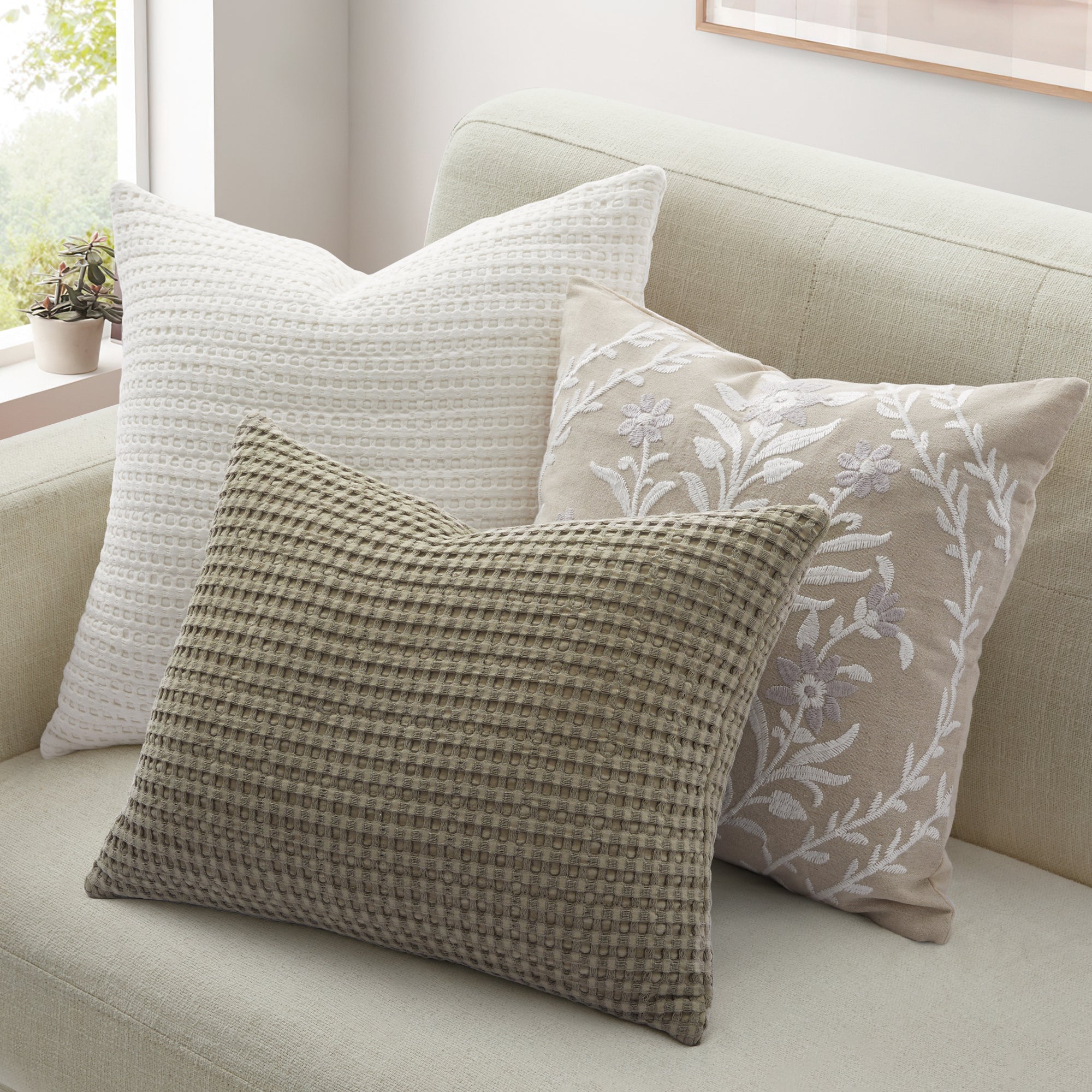 Mills Waffle Taupe Pillow 14x18