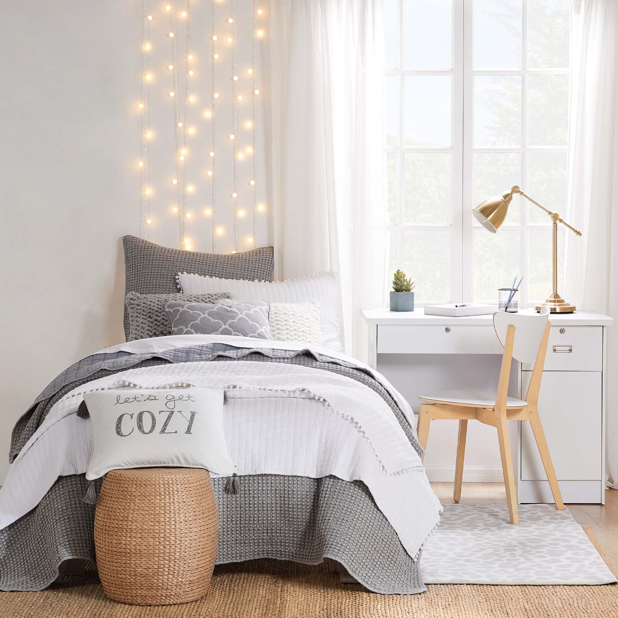 Mills Waffle Grey Quilt Set