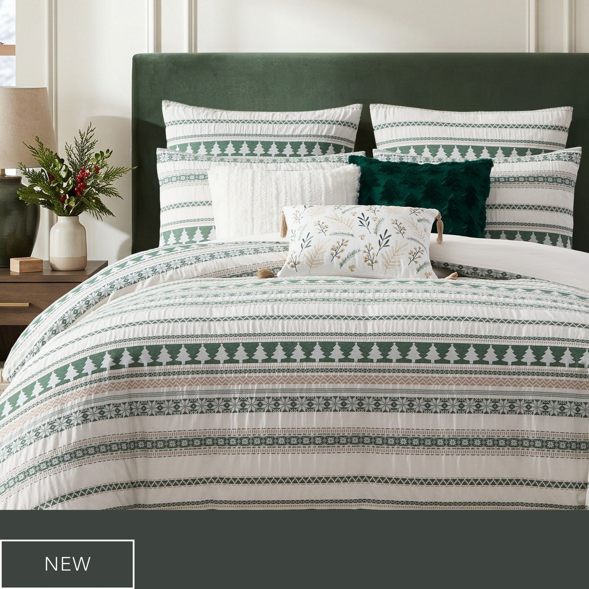Levtex Home Pine Tree Jacquard Comforter Set with matching pillows and decor