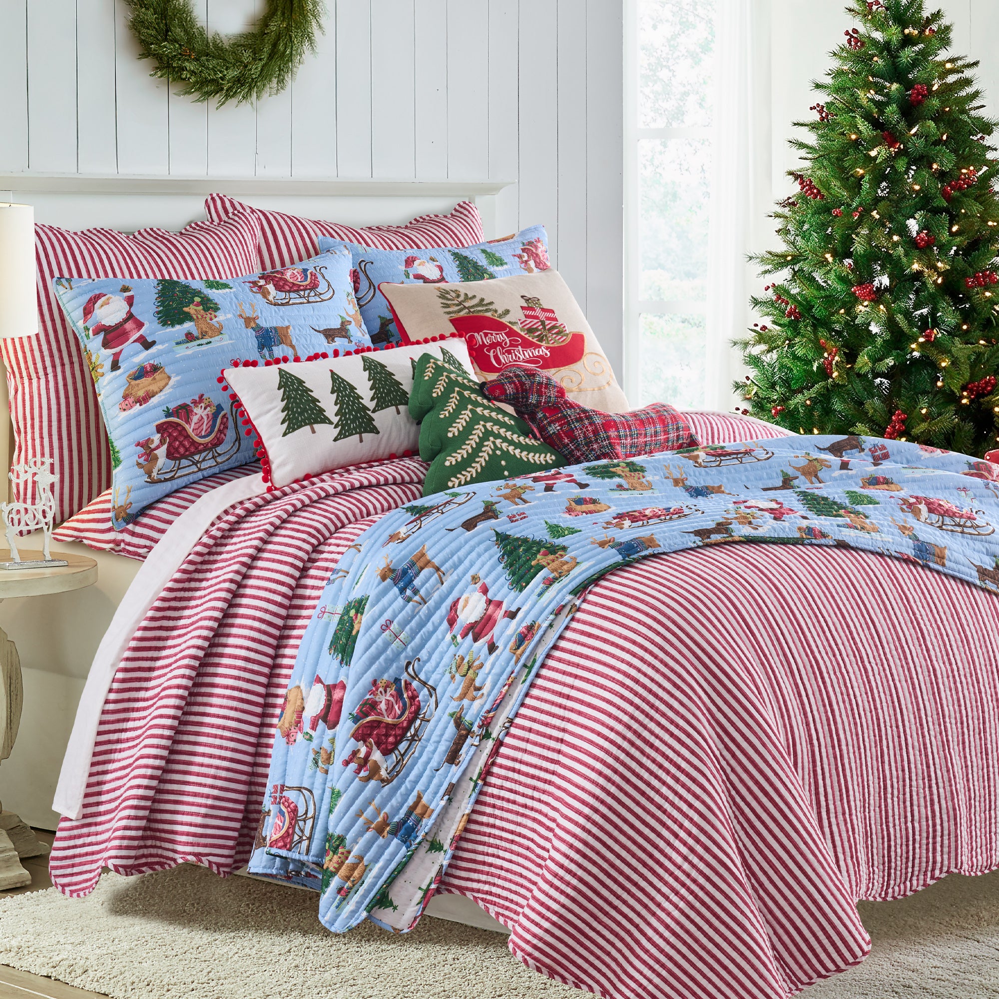 Santa's Gift Sleigh Pillow 18x18