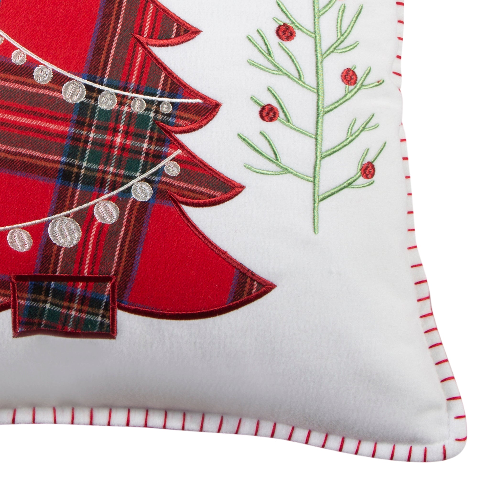 Spencer Plaid Tree Whipstitch Pillow