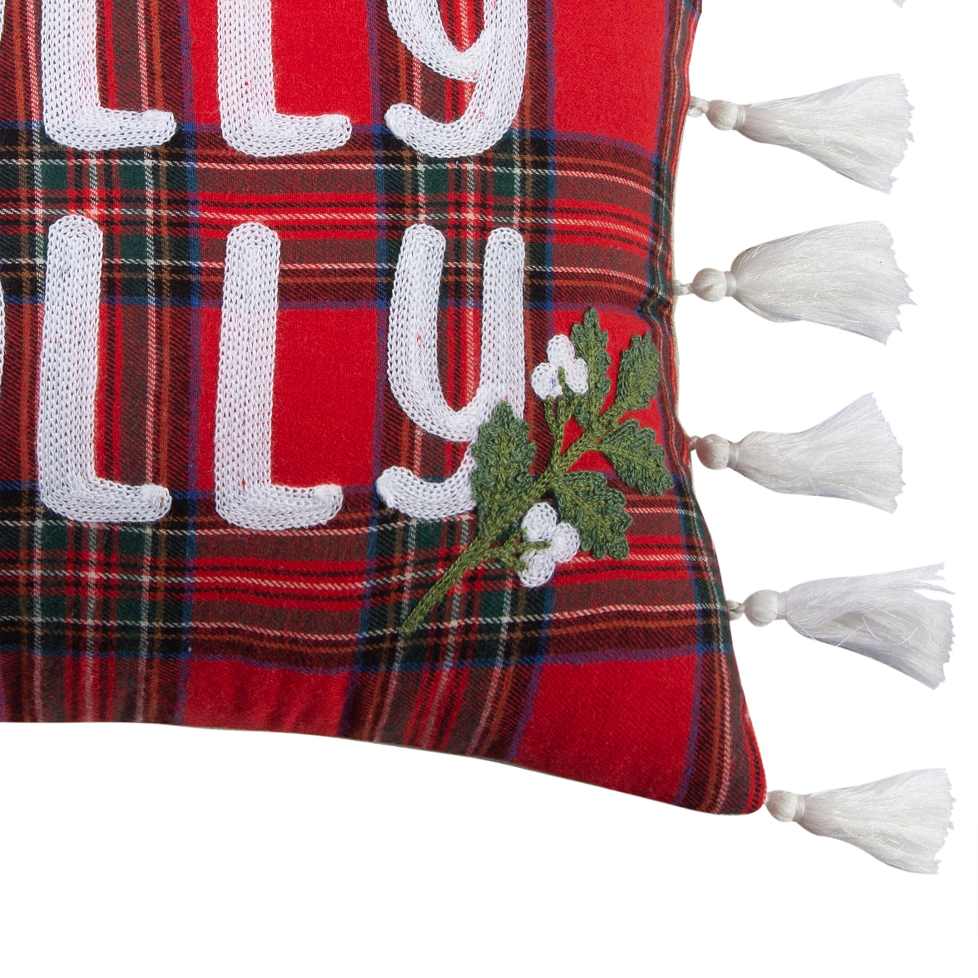 Spencer Plaid Holly Jolly Tassel Pillow