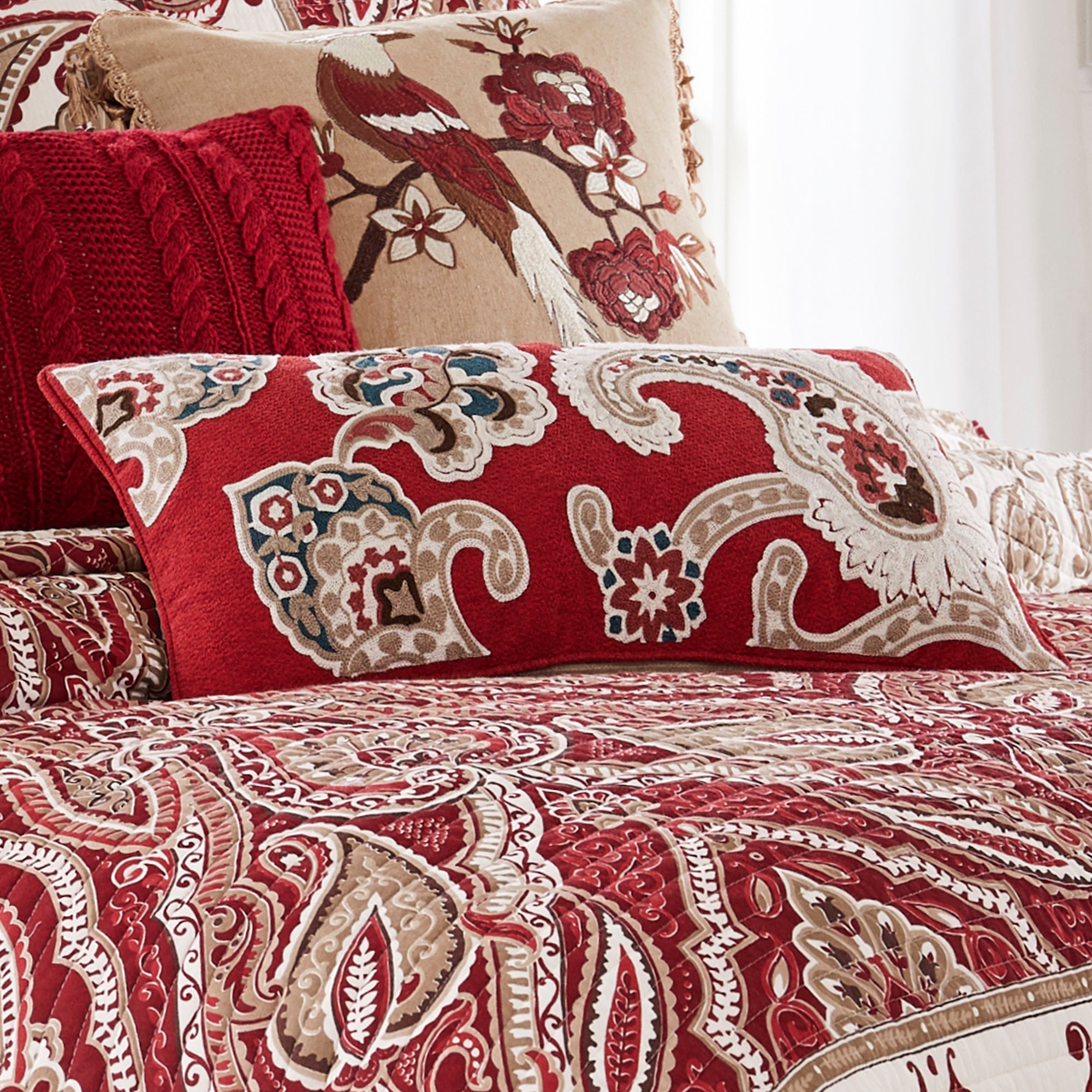 VL Astrid Paisley Embroidered Pillow