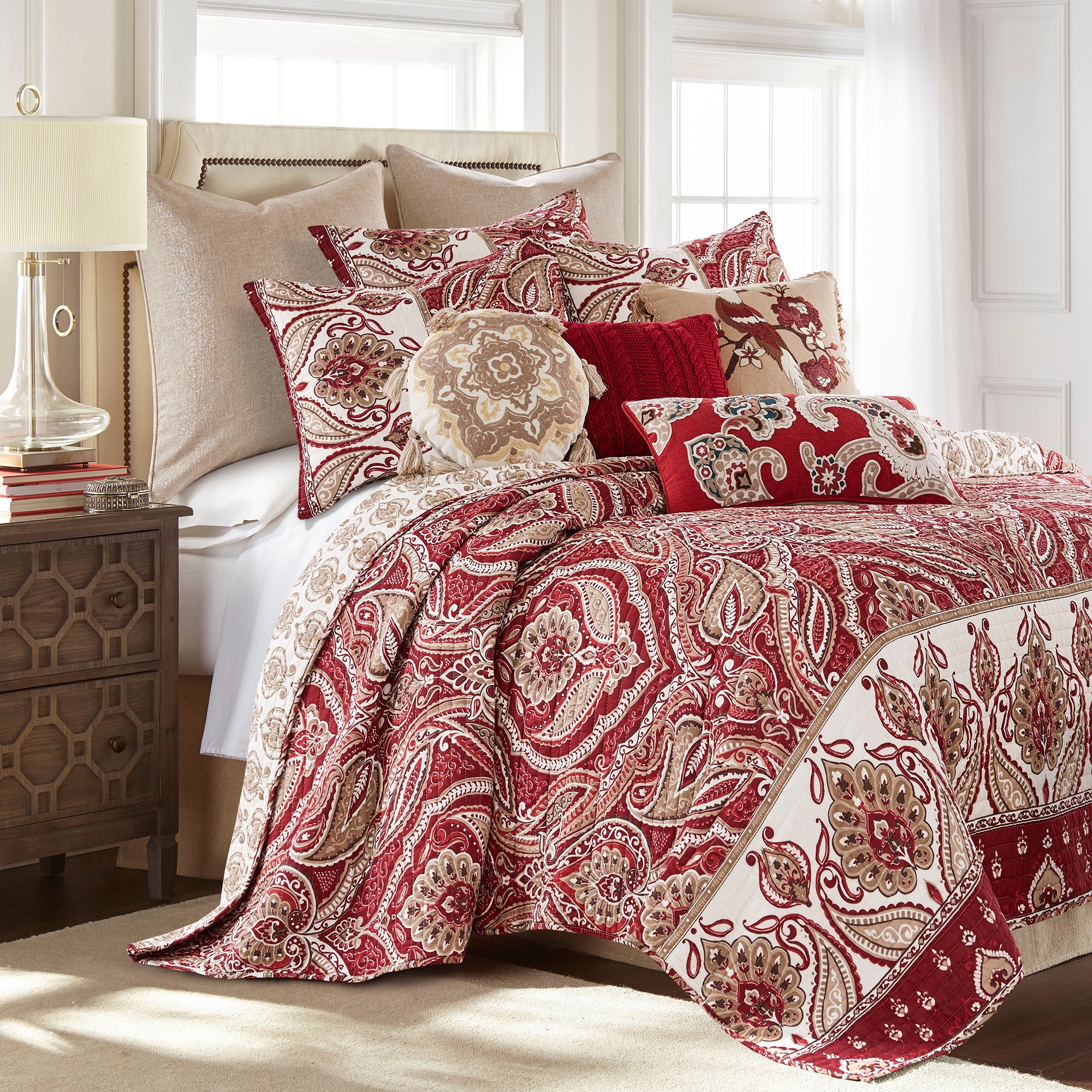 VL Astrid Paisley Embroidered Pillow