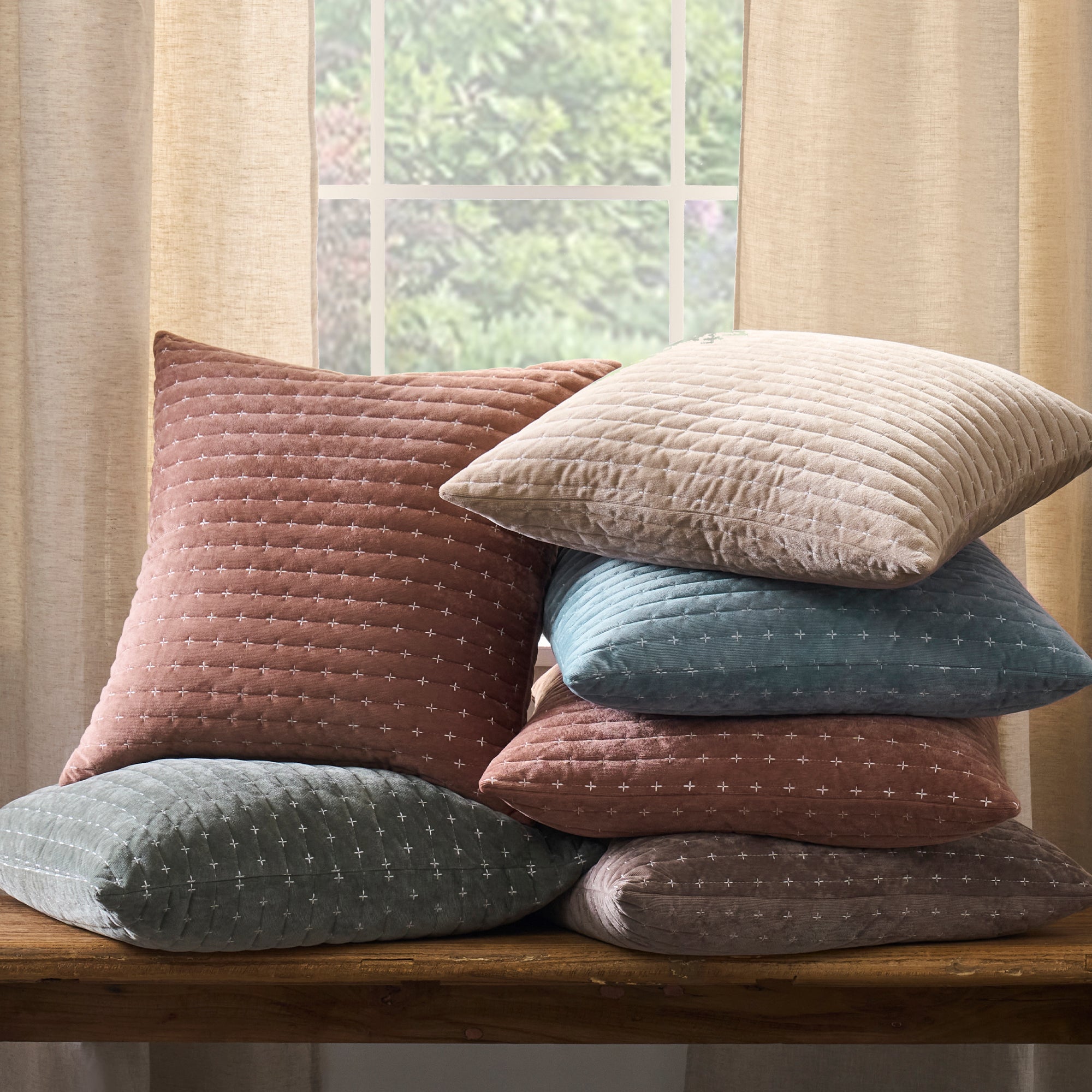 Velvet Stitch Square Pillow