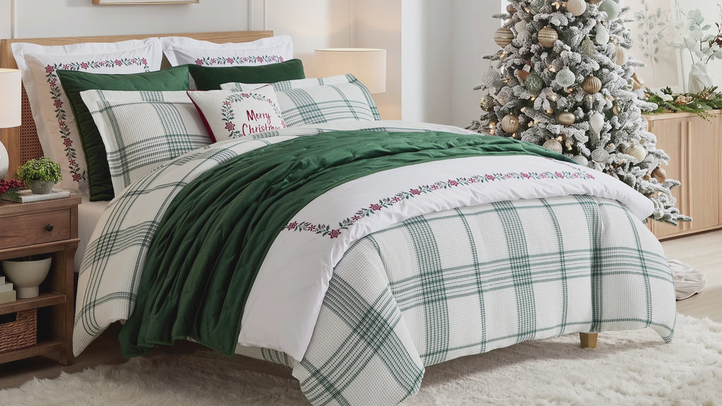 Waffle Plaid Duvet Cover Set