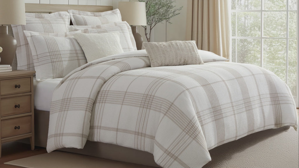 Waffle Plaid Duvet Cover Set