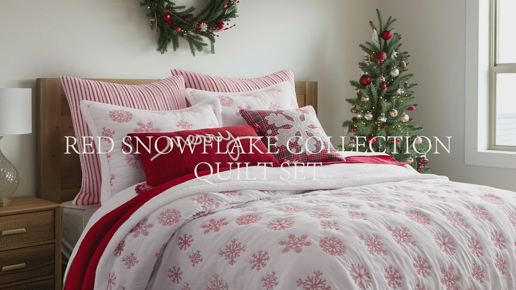 Levtex Home Red Snowflake Sherpa Quilt Set Quilts