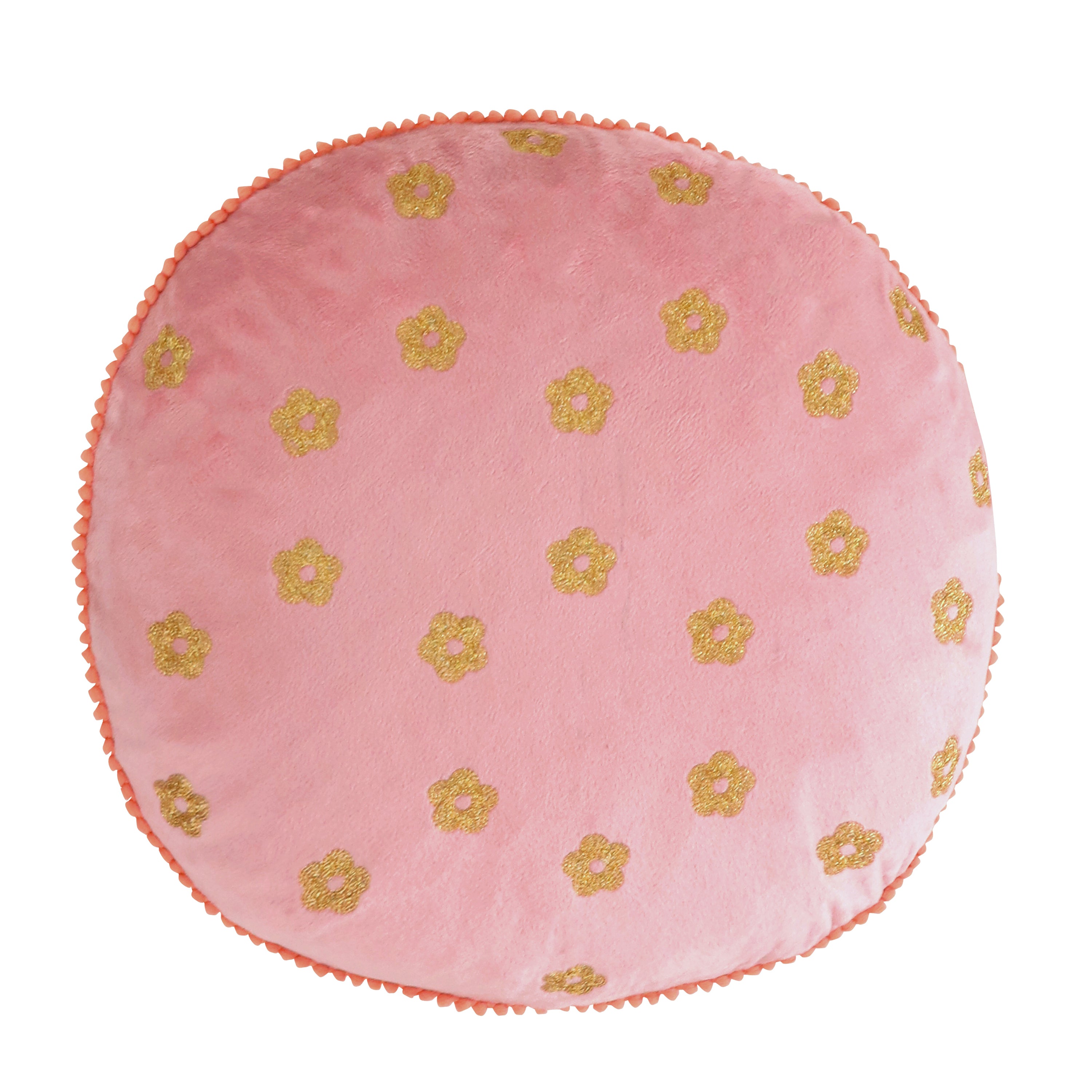 Napali Velvet Embroidered Round Pillow