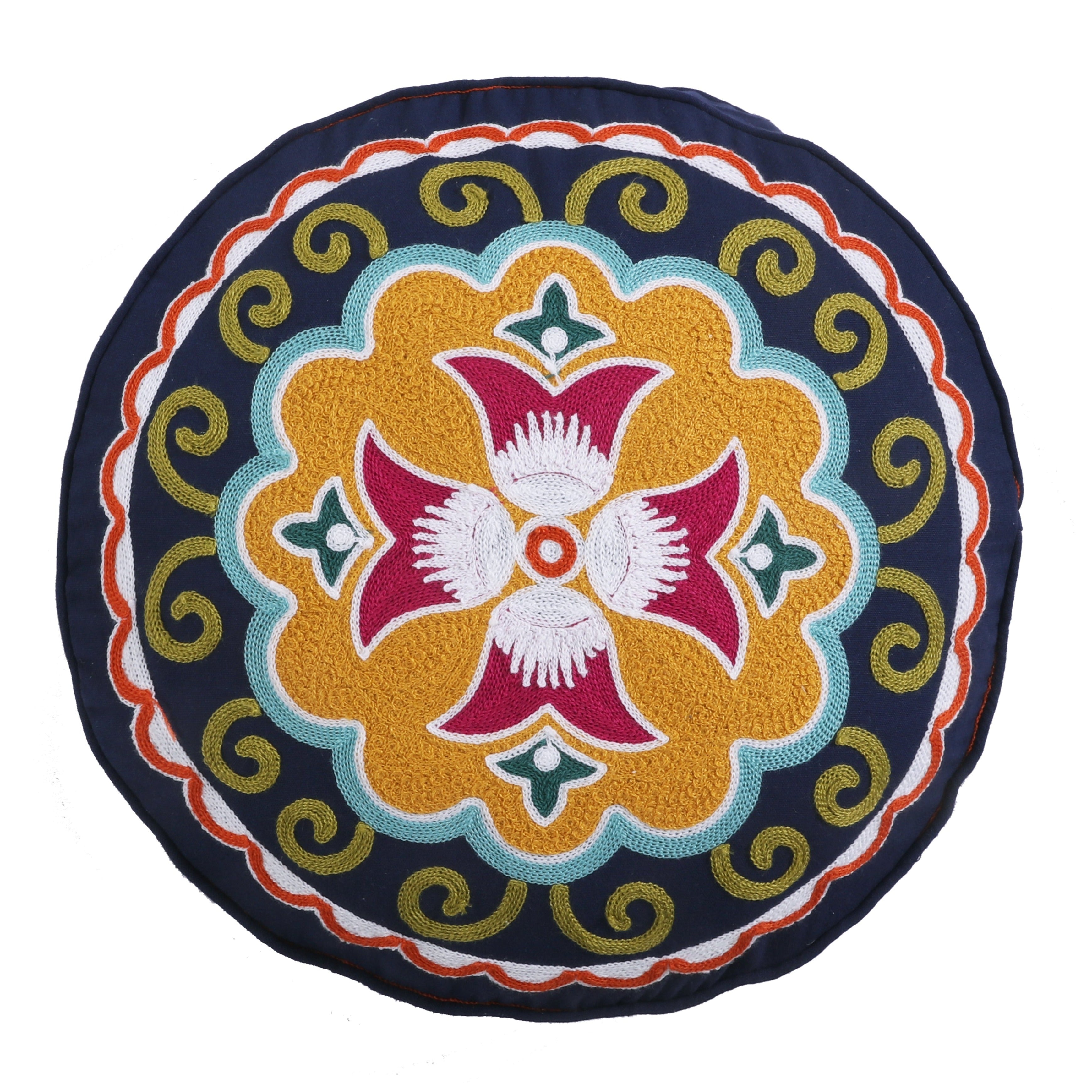Amelie Round Embroidered Pillow
