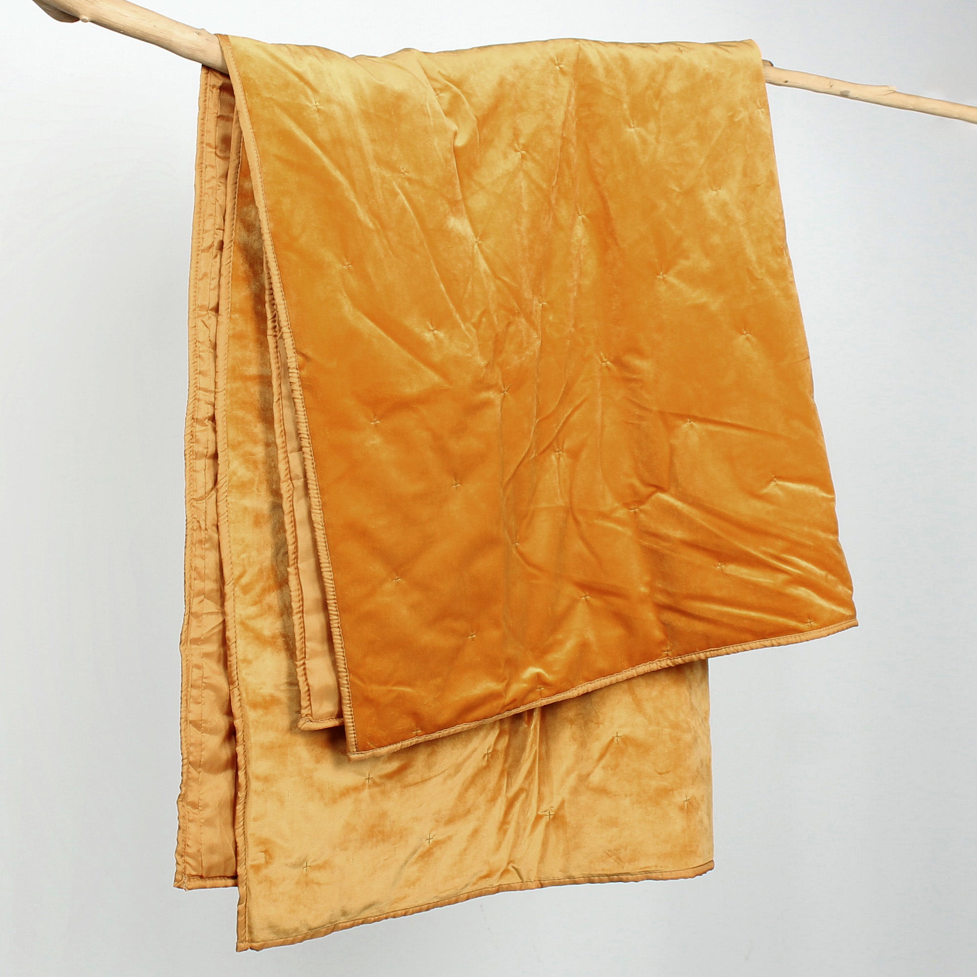 BH Calabria Velvet Ochre Quilted Throw