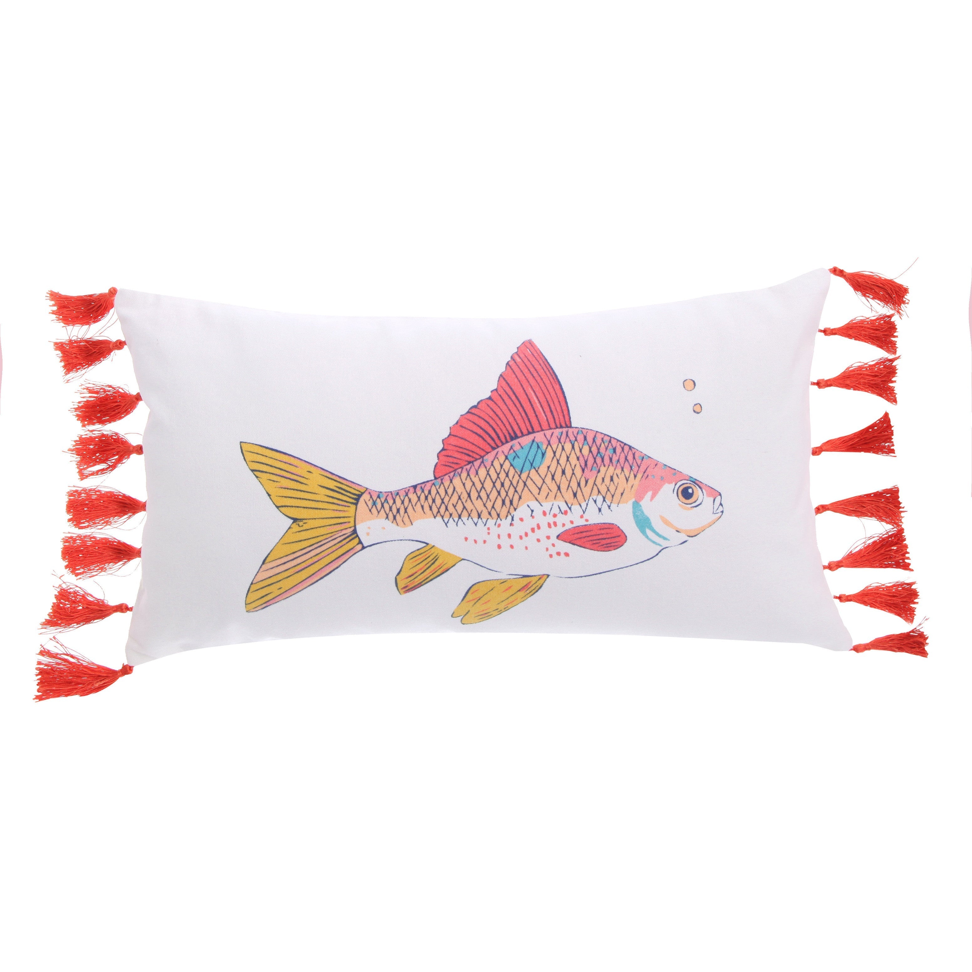 Barrier Reef Fish with Tassels Pillow