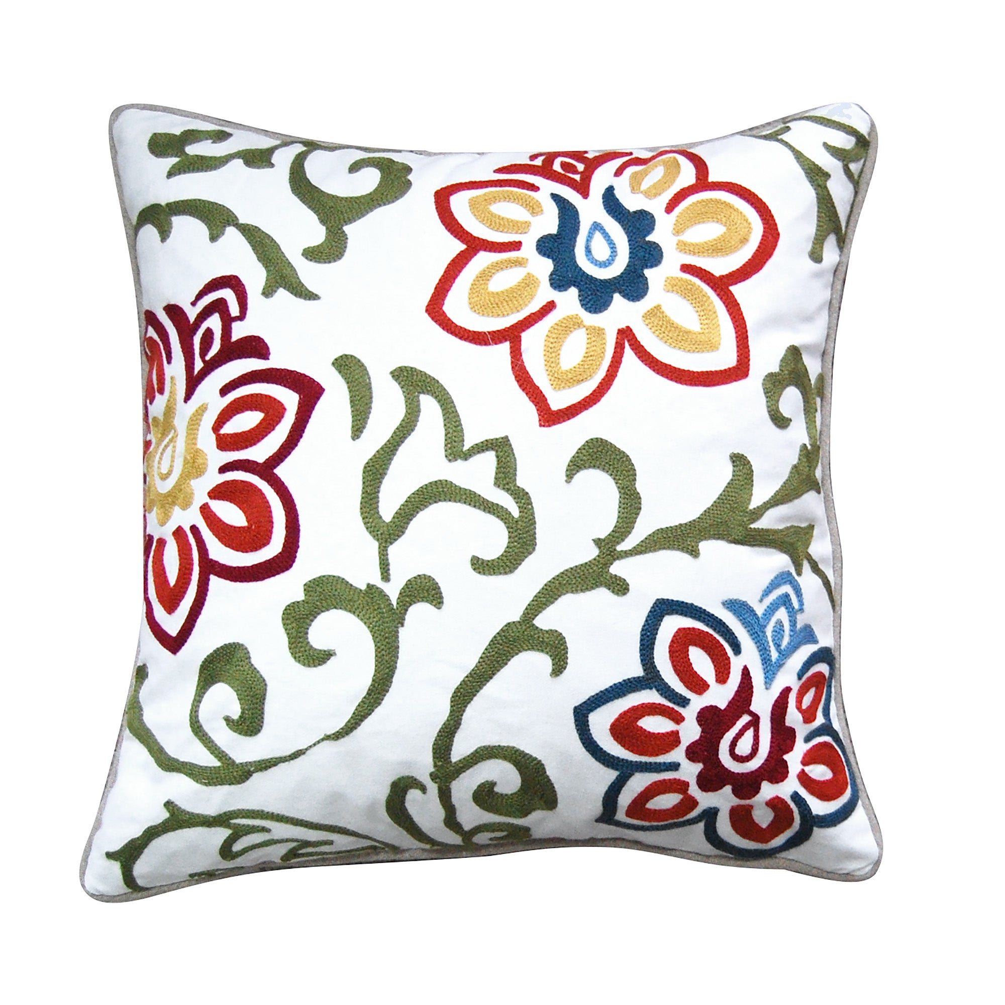 Embroidered floral pillows hotsell