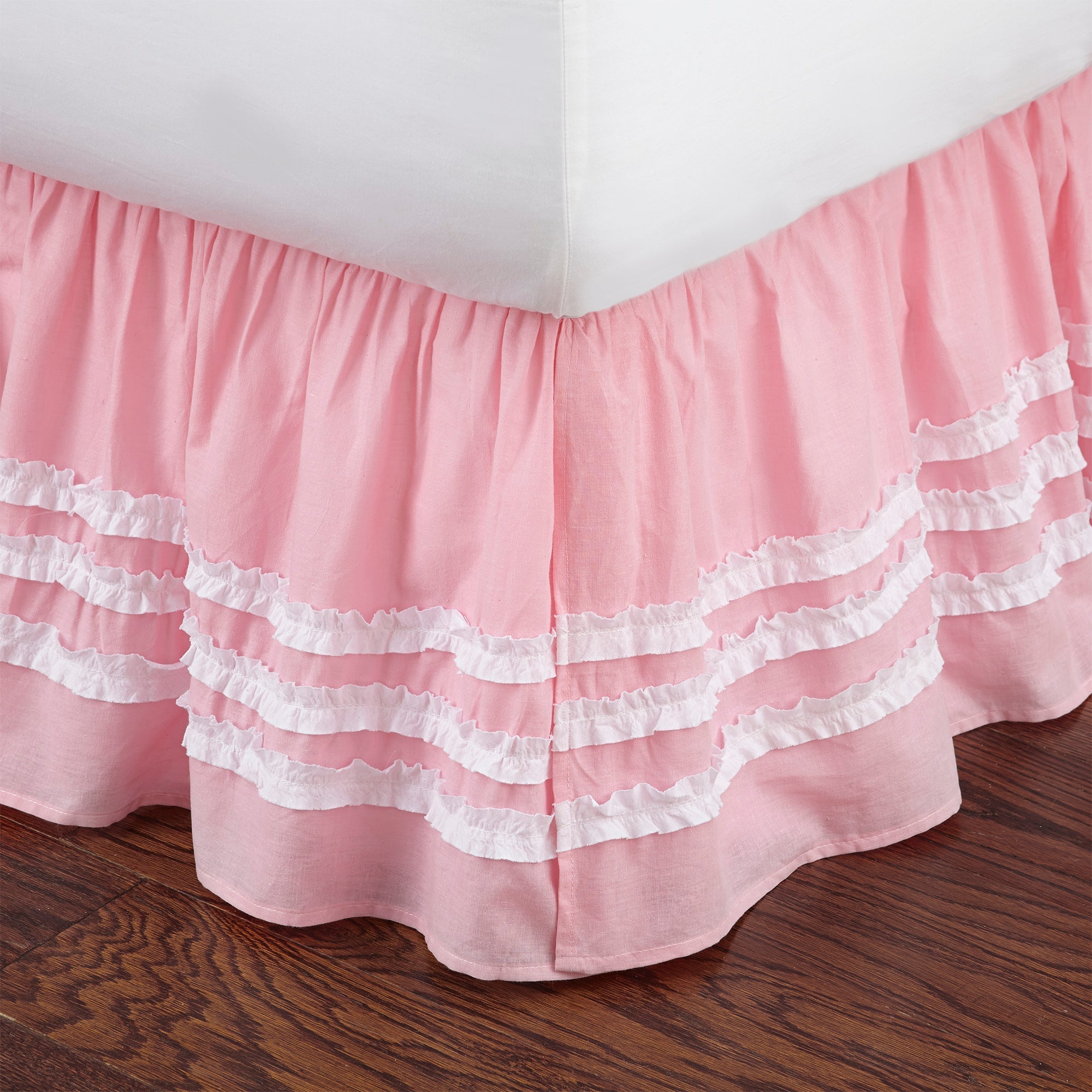 Pink Ruched Dust Ruffle