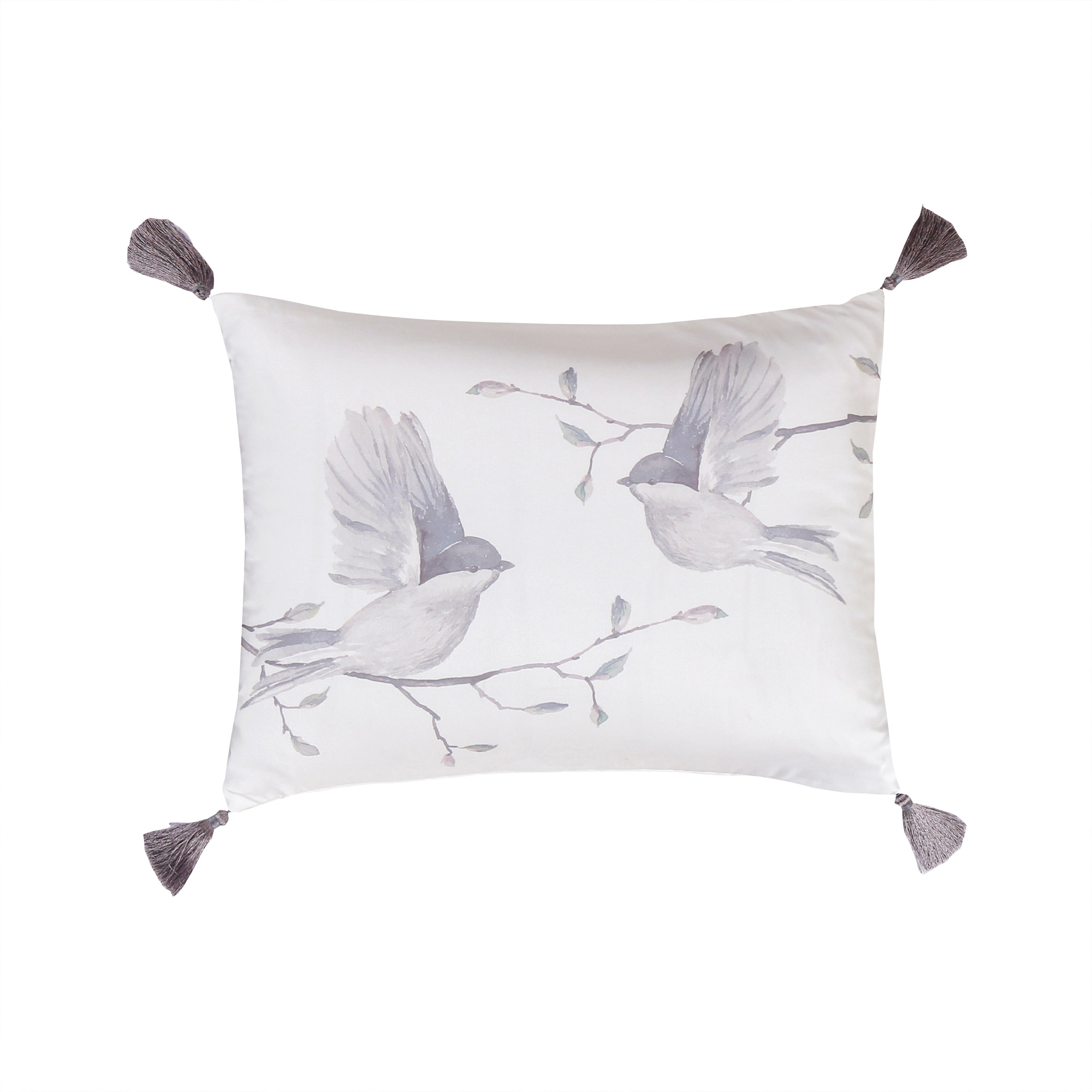 Arista Grey Birds Tassel Pillow