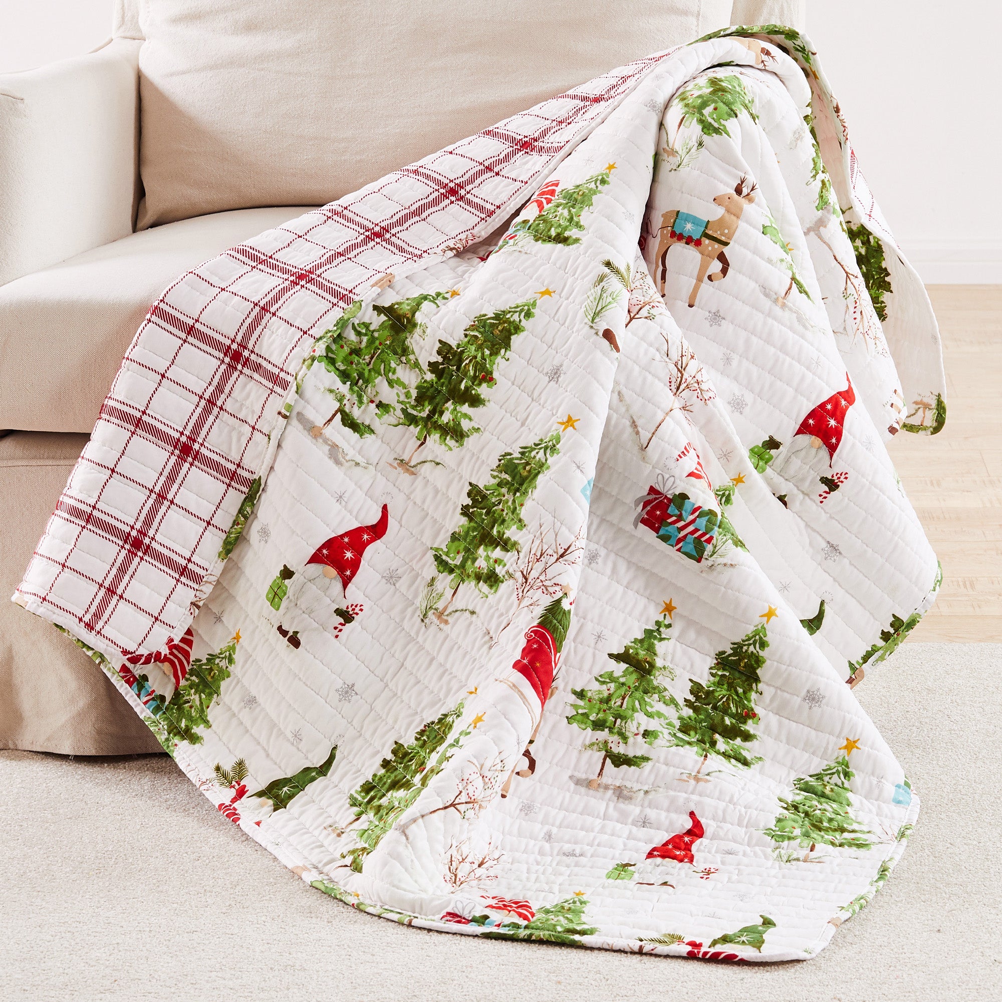 Gnome Forest Quilted Throw