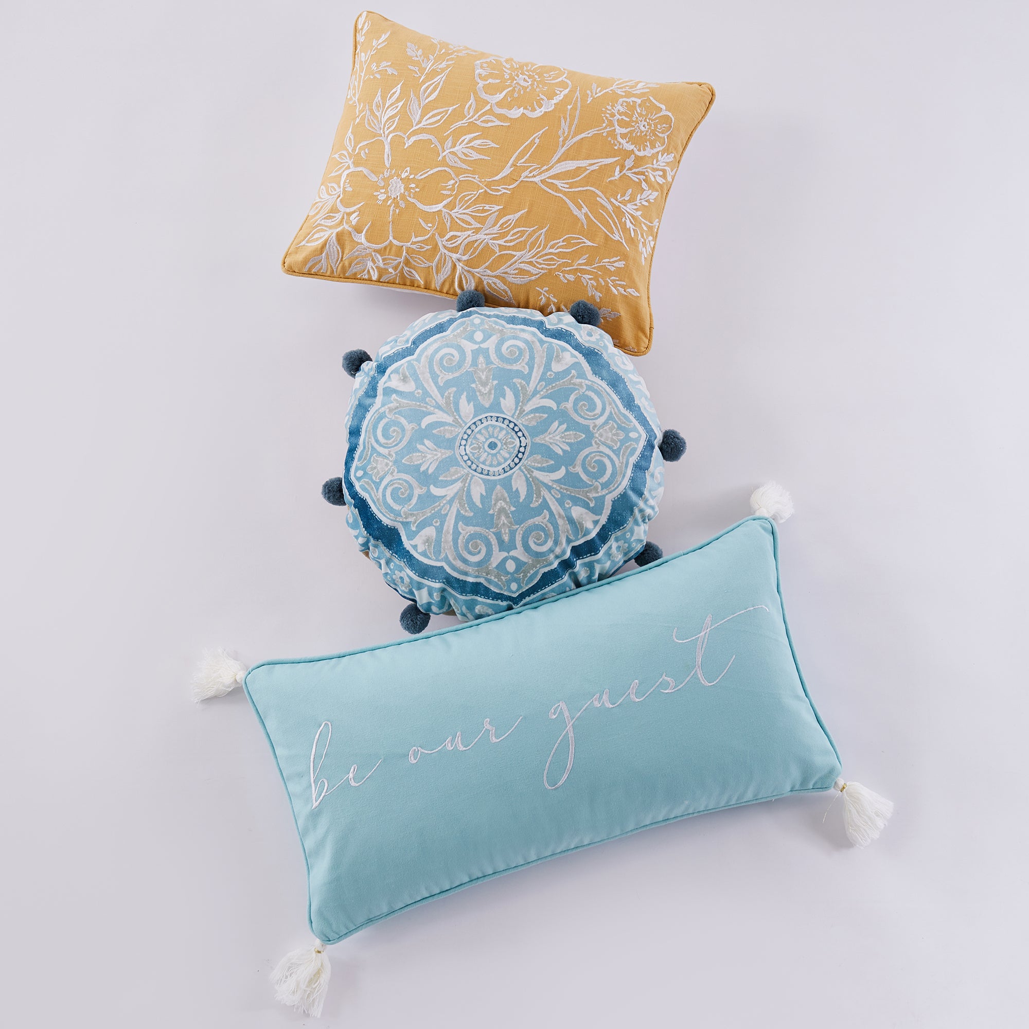 Alita Ochre Embroidered Pillow