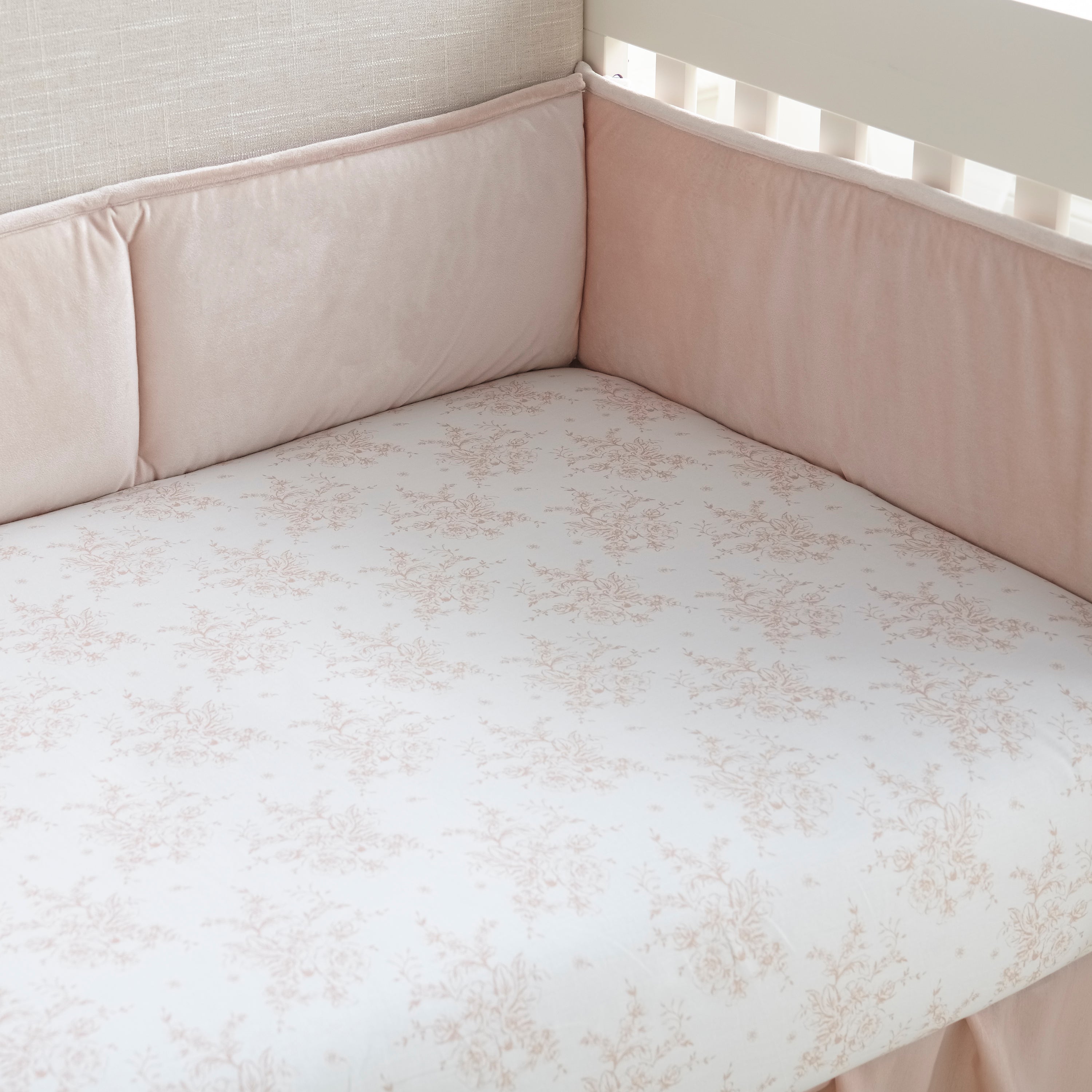 Heritage Blush Floral Organic Cotton Crib Fitted Sheet