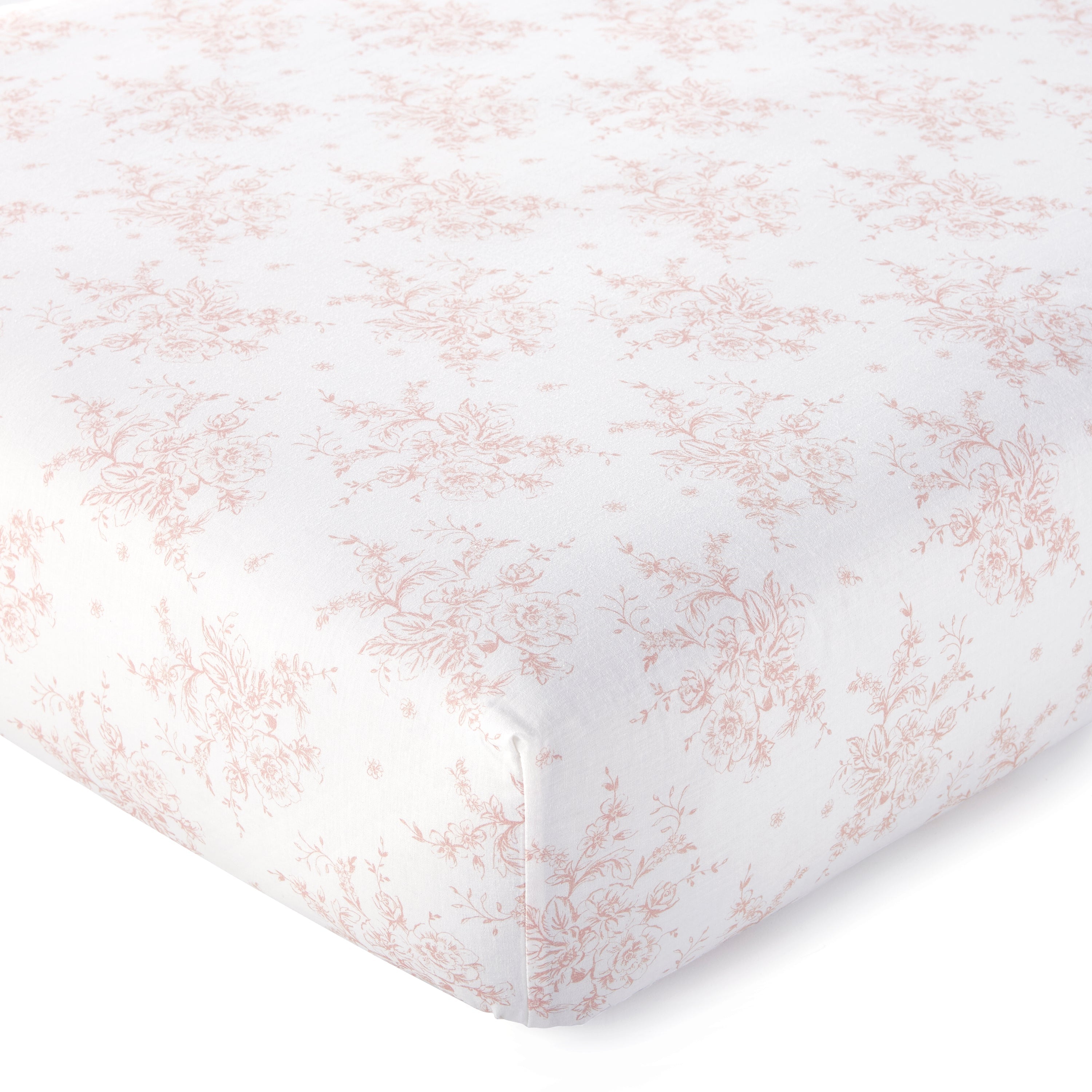 Heritage Blush Floral Organic Cotton Crib Fitted Sheet