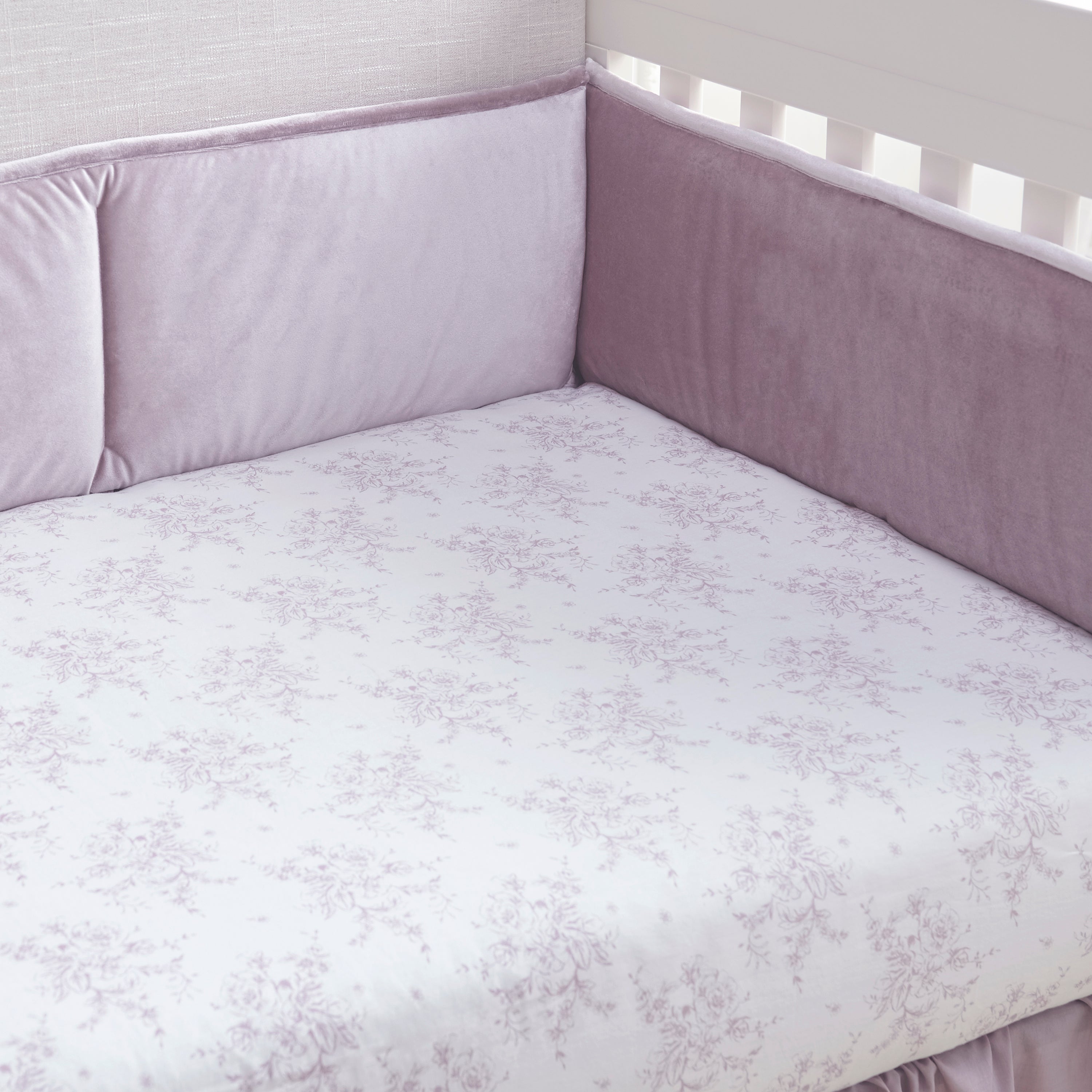 Heritage Lilac Floral Organic Cotton Crib Fitted Sheet