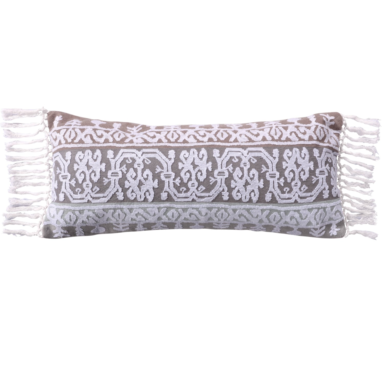 Josie Spa Crewel Embroidered Tassel Trim Pillow