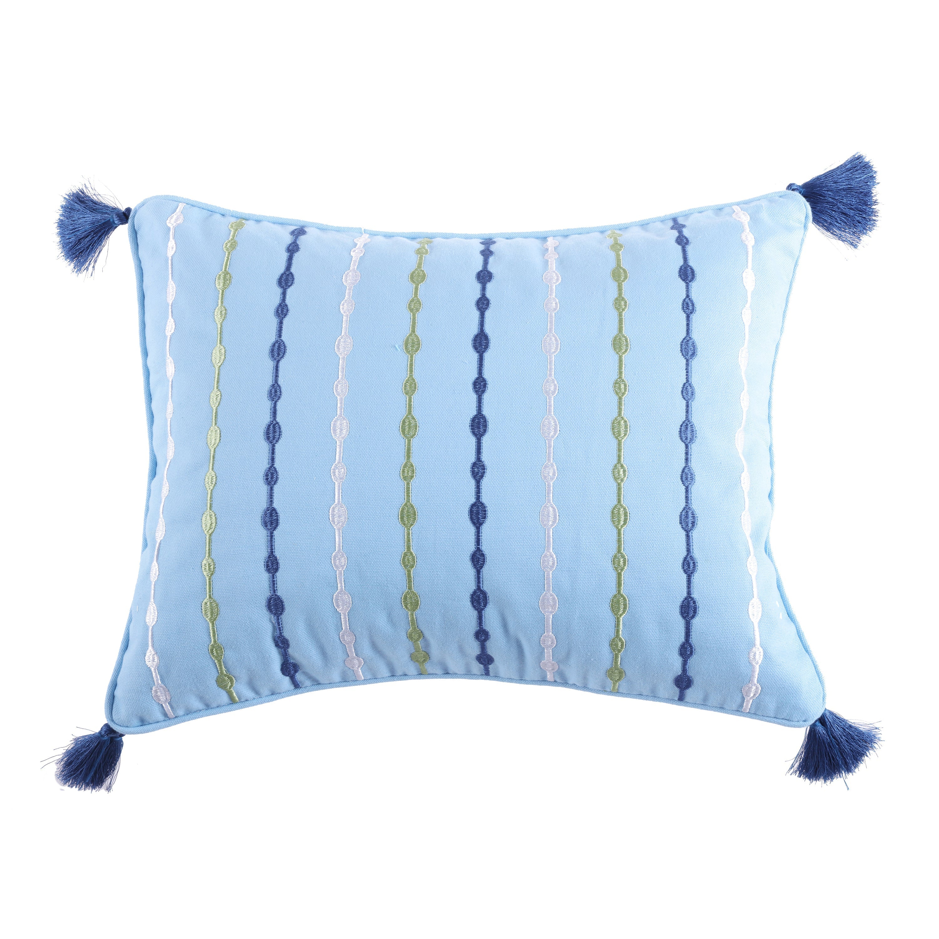 Lumbar Pillow with Embroidered Pattern & Tassels