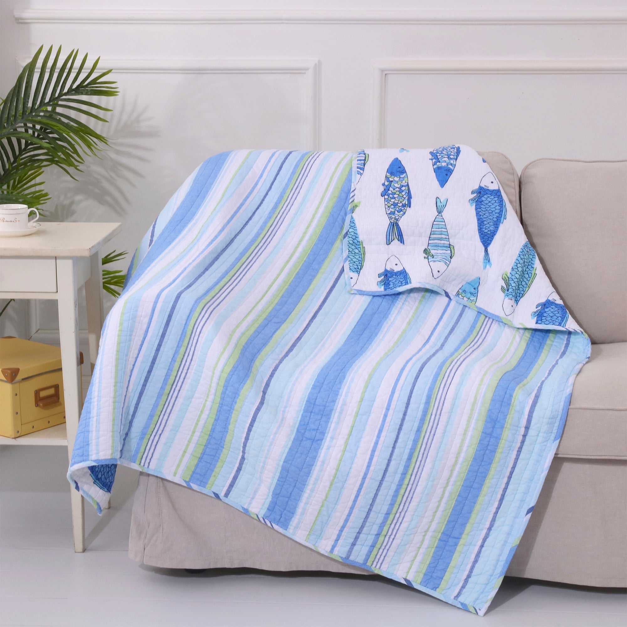 Catalina Fish Quilted Throw