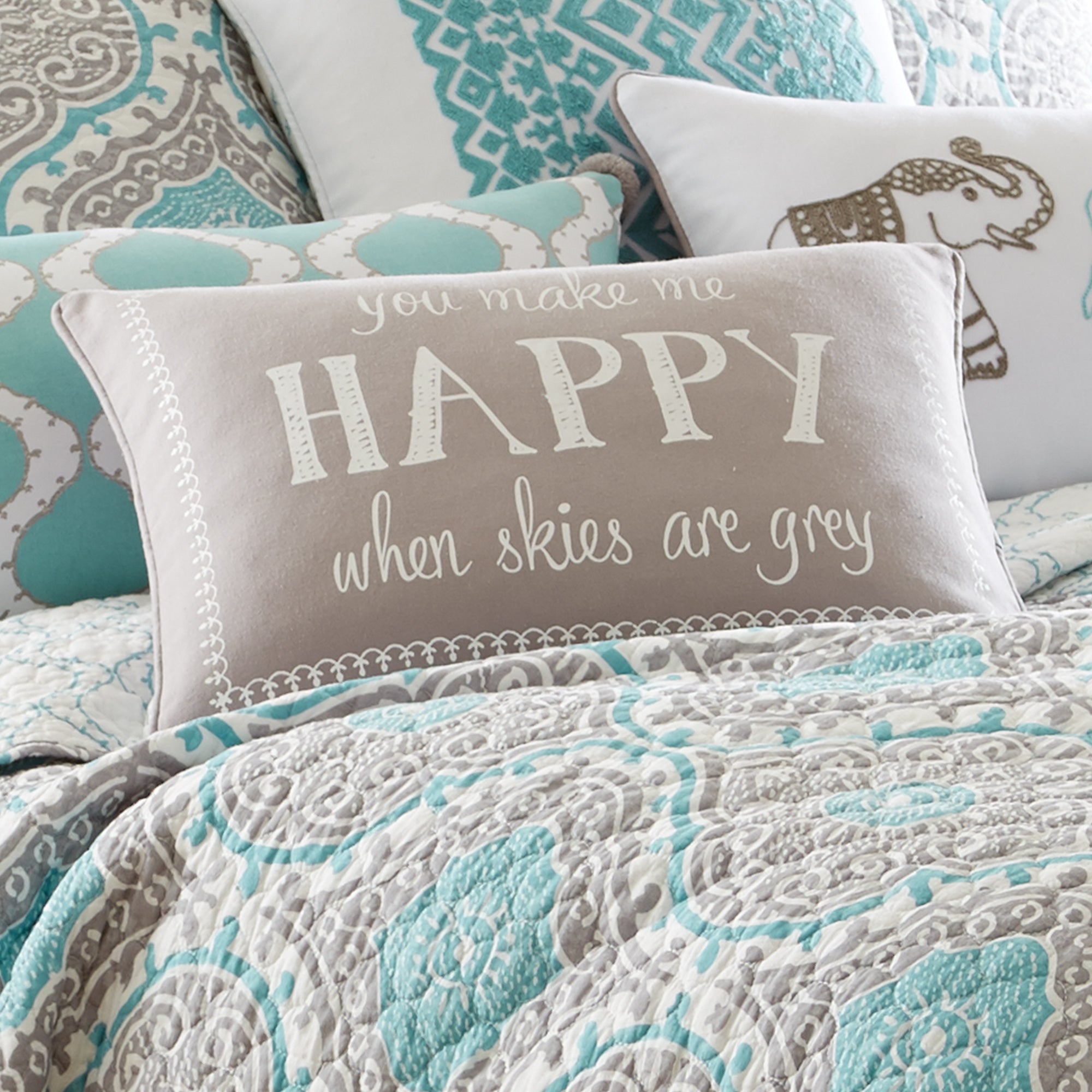 Gramercy Teal Happy Pillow