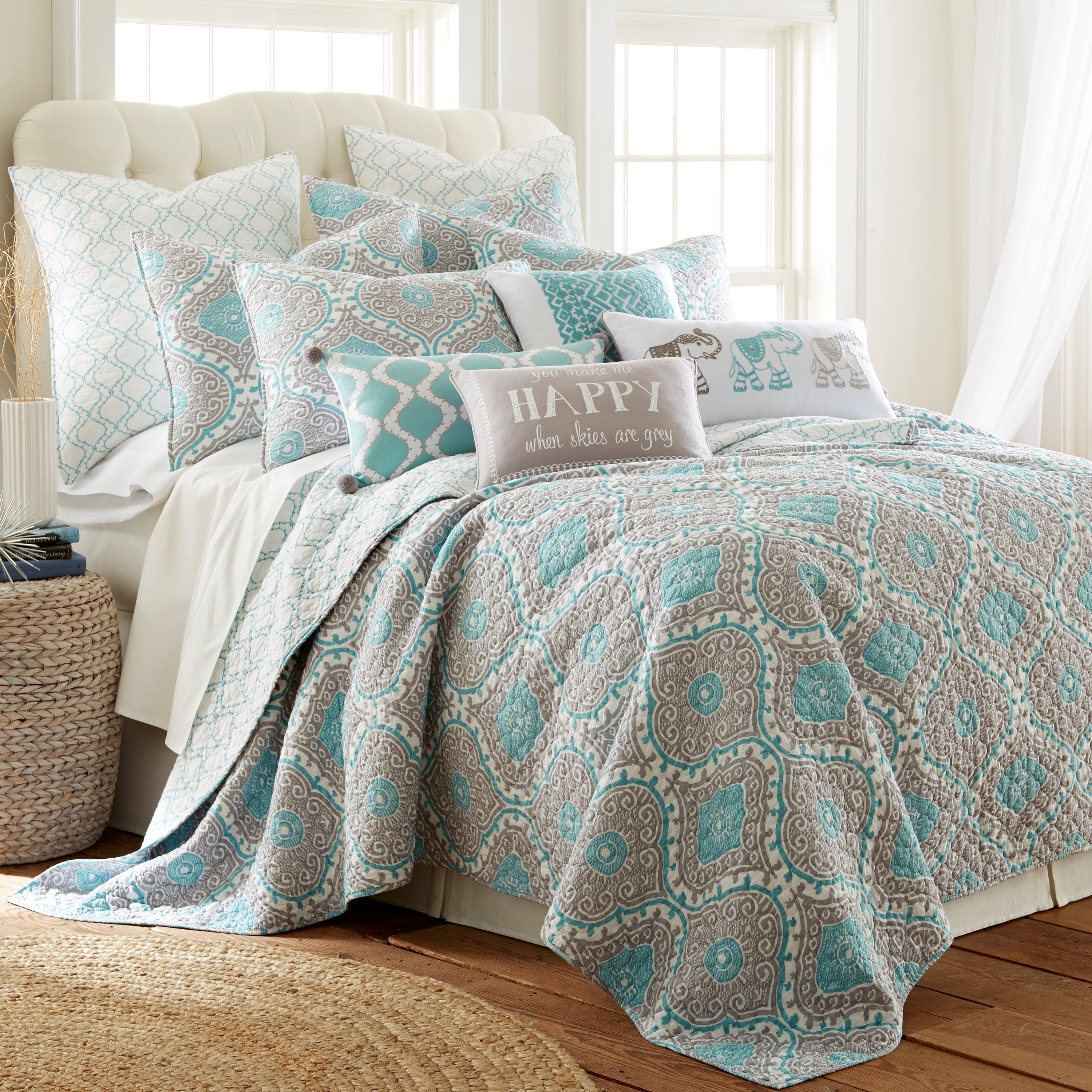 Gramercy Teal Happy Pillow