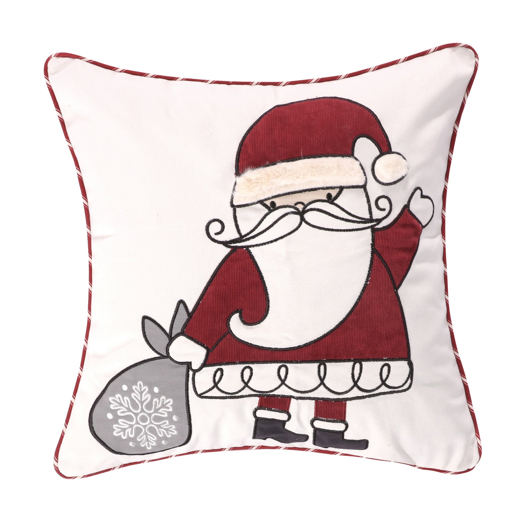 Santa Claus Lane Appliqued Santa Pillow