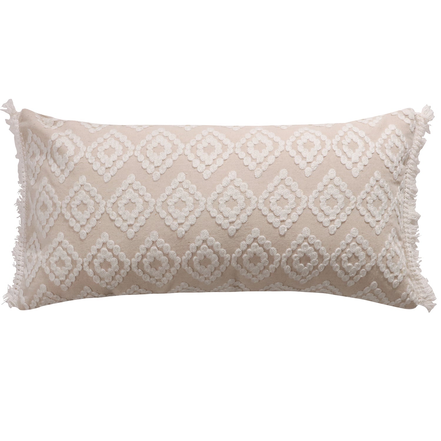 Addie Cream Diamond Fringe Pillow