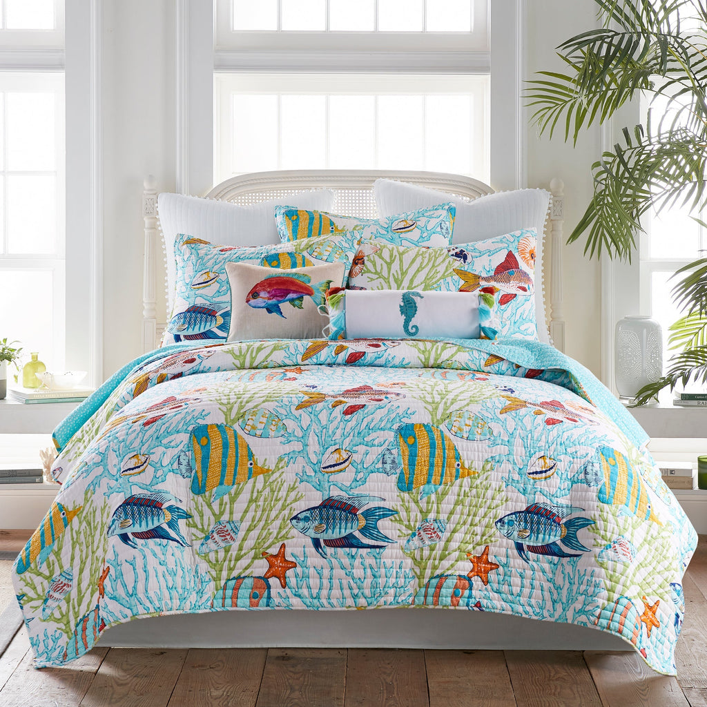 Levtex Home Bay Islands Quilt Set - Cotton Twin/Twin XL / Coral