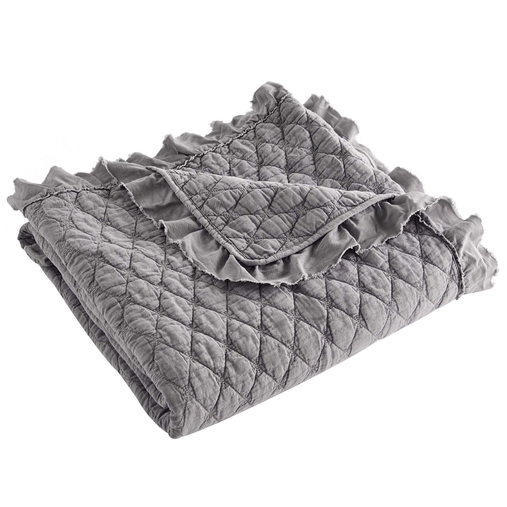 Grey Stonewashed Quilted Throw