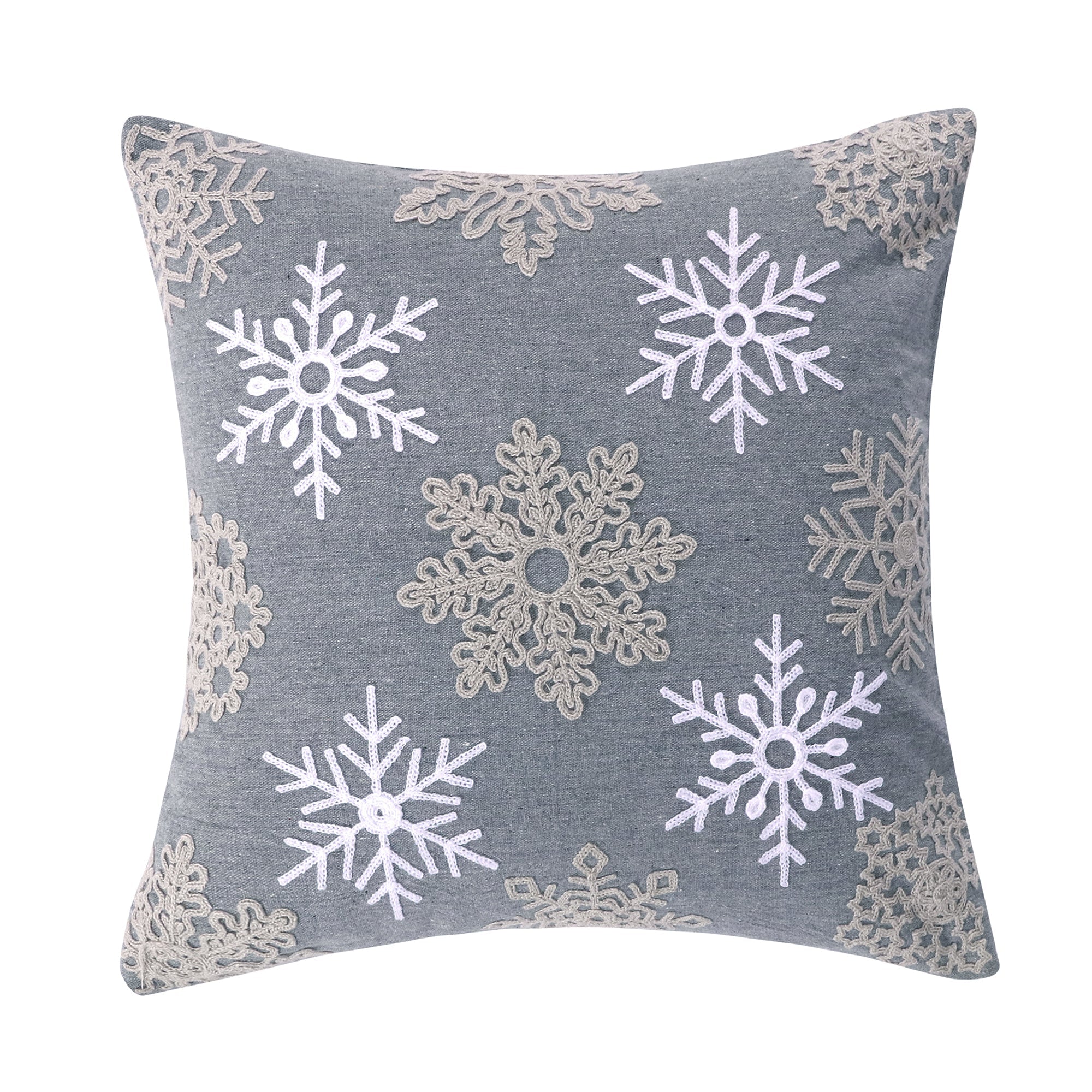 Rudolph Snowflake Grey Pillow