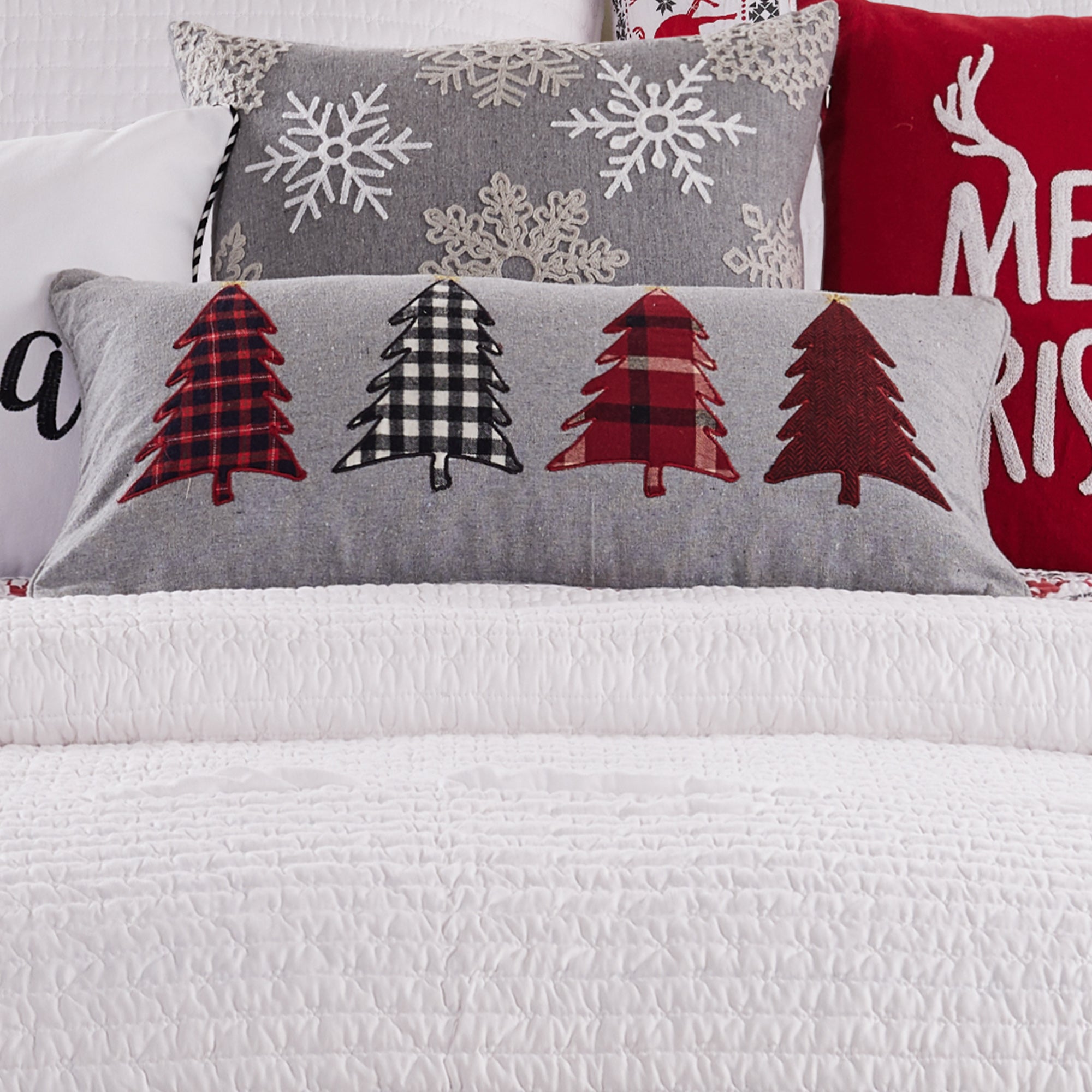Rudolph Appliqued Trees Pillow