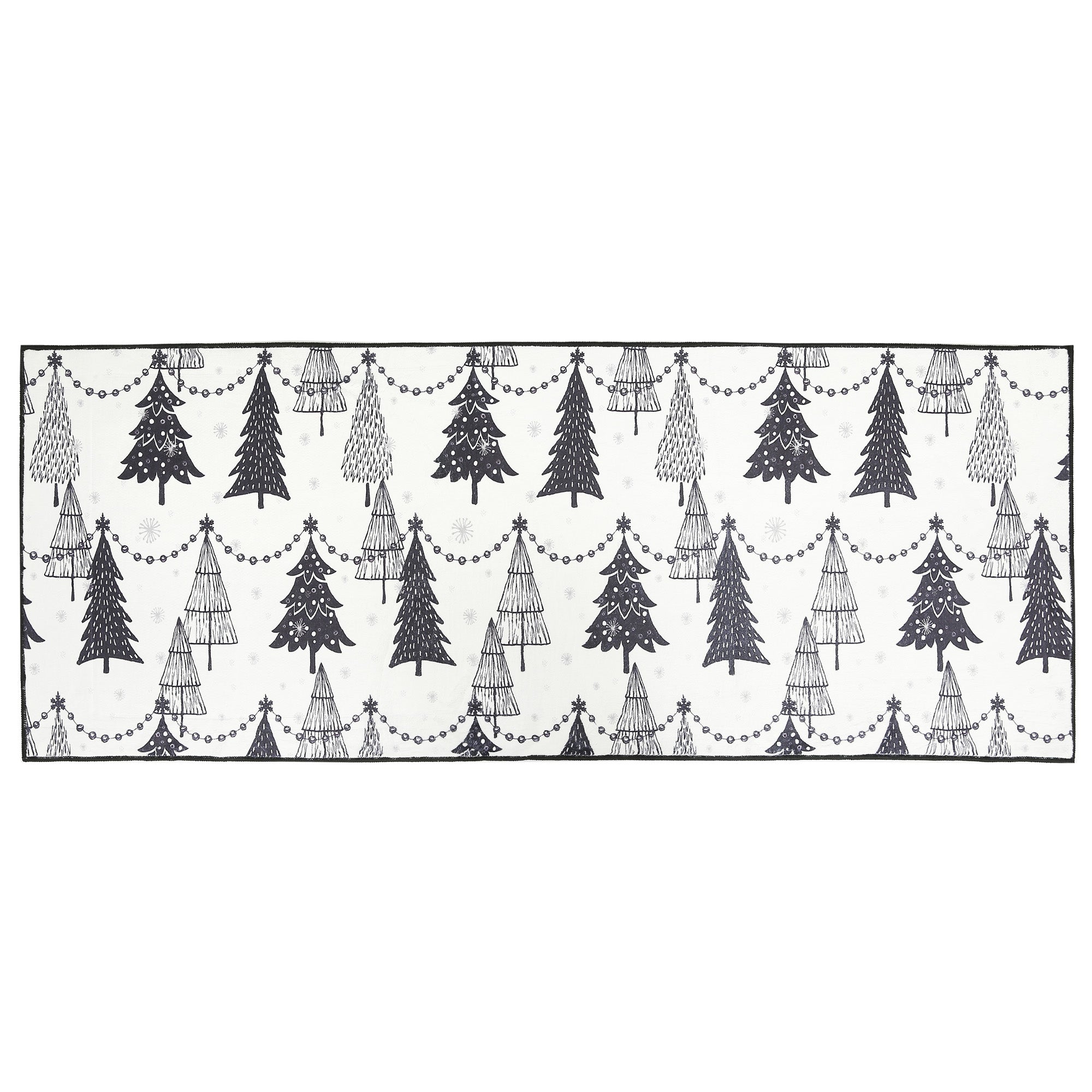Black and White Christmas Trees Rug 24x60