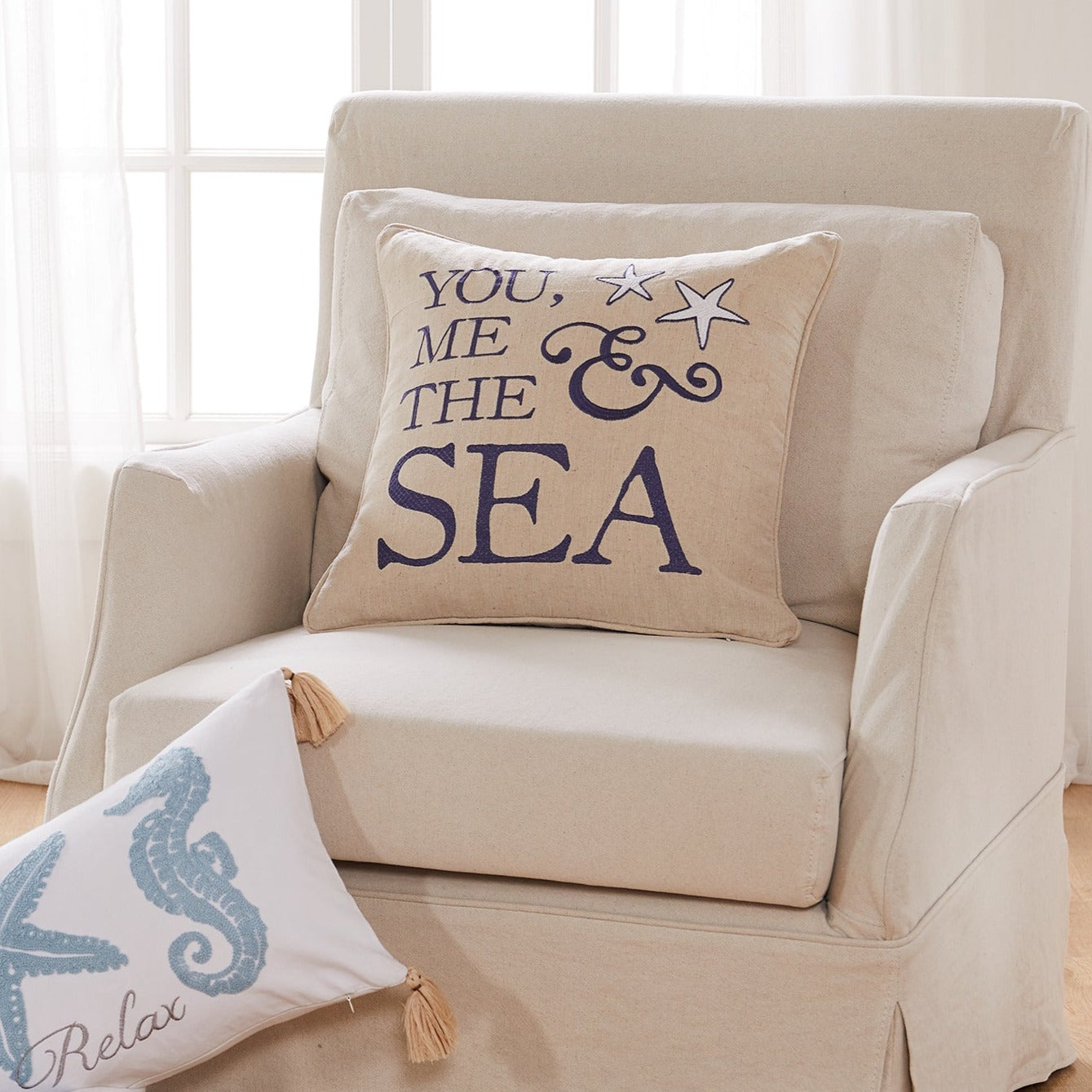 Blue Bay You, Me & The Sea Pillow