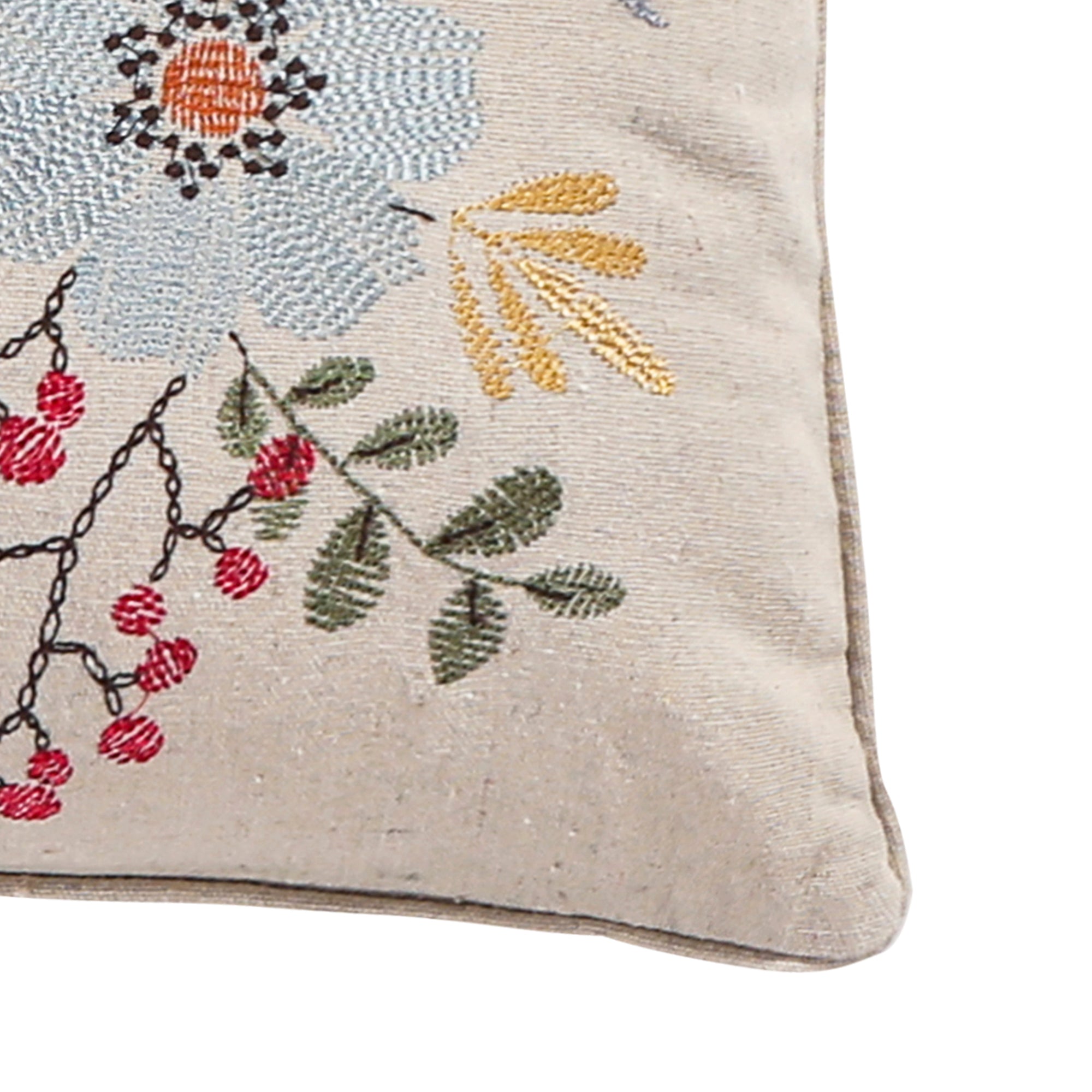 Angelina Linen Bird Embroidered Pillow