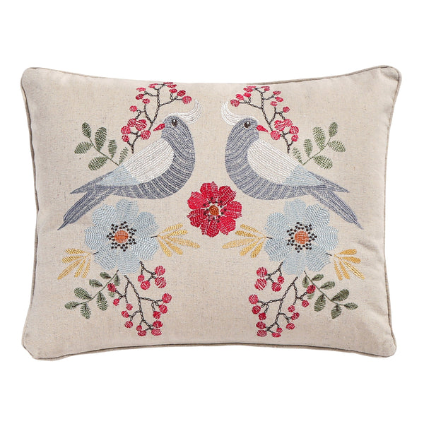 Levtex Home Angelina Linen Bird Embroidered Pillow