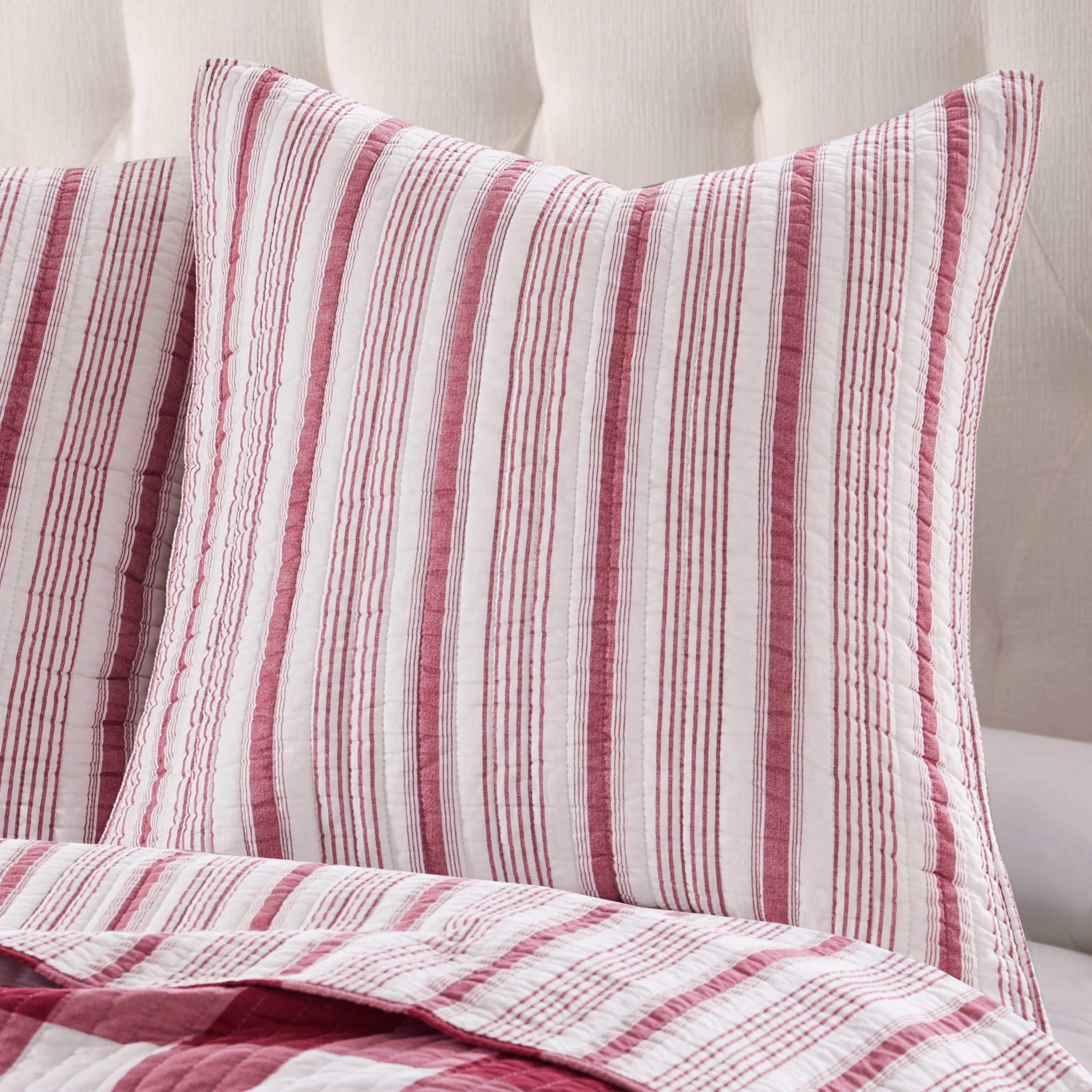 Camden Red Euro Sham Set of 2 -Stripe