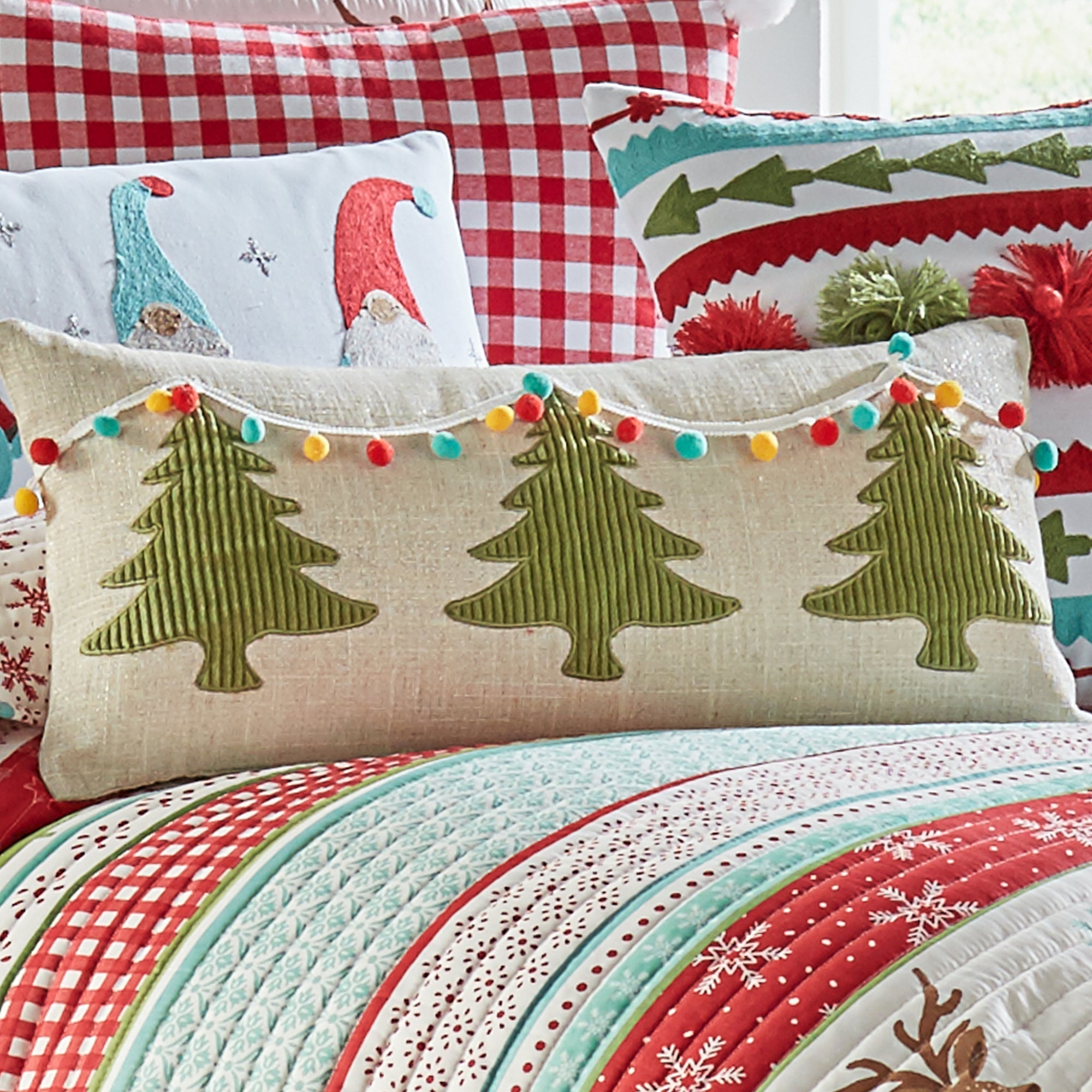 Levtex Home Let It Snow Sparkle Xmas Pom Pillow