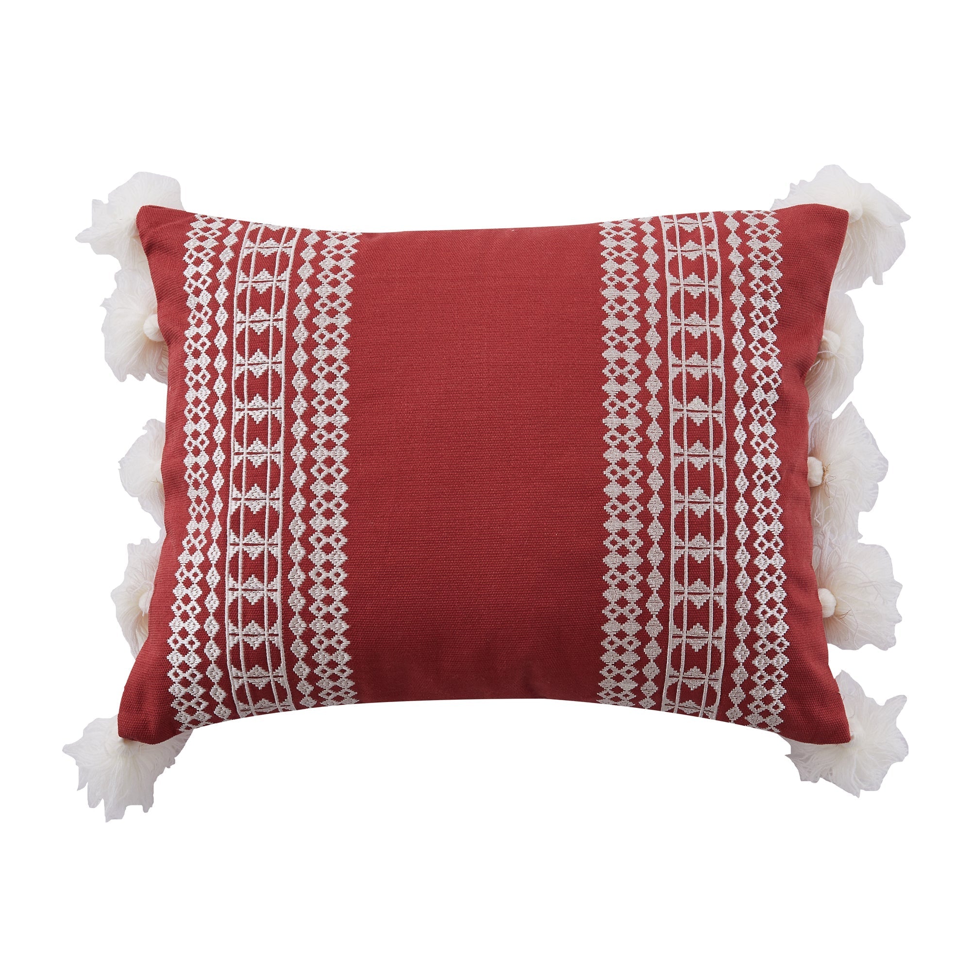 Kassandra Red Embroidered Tassel Pillow