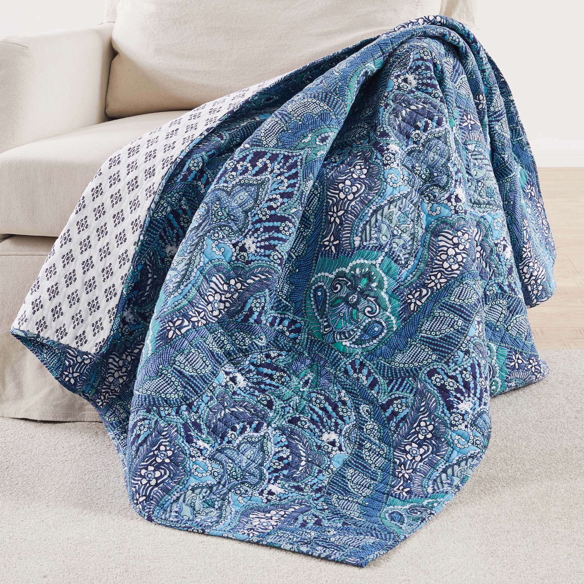 Bellamy Teal Quilted Throw